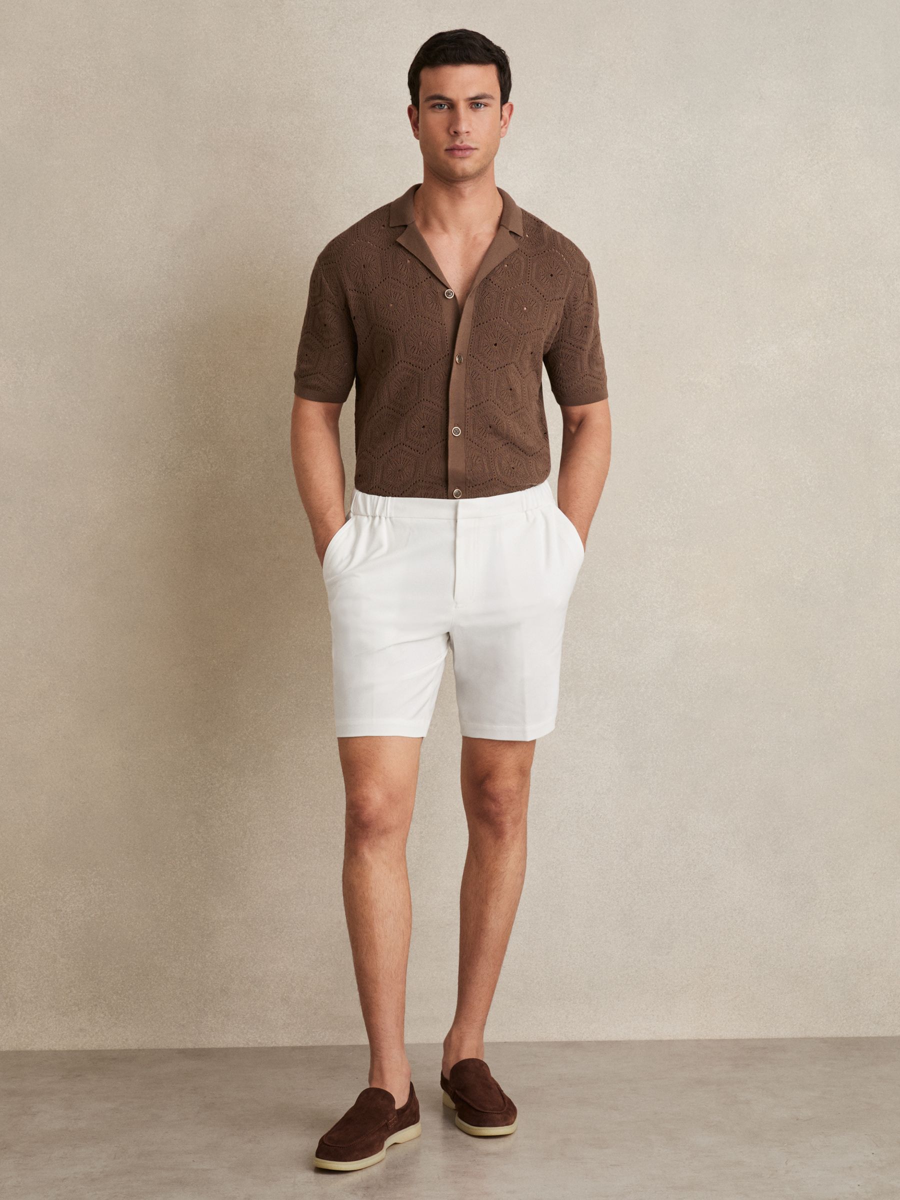 Drawstring Chino Shorts in White