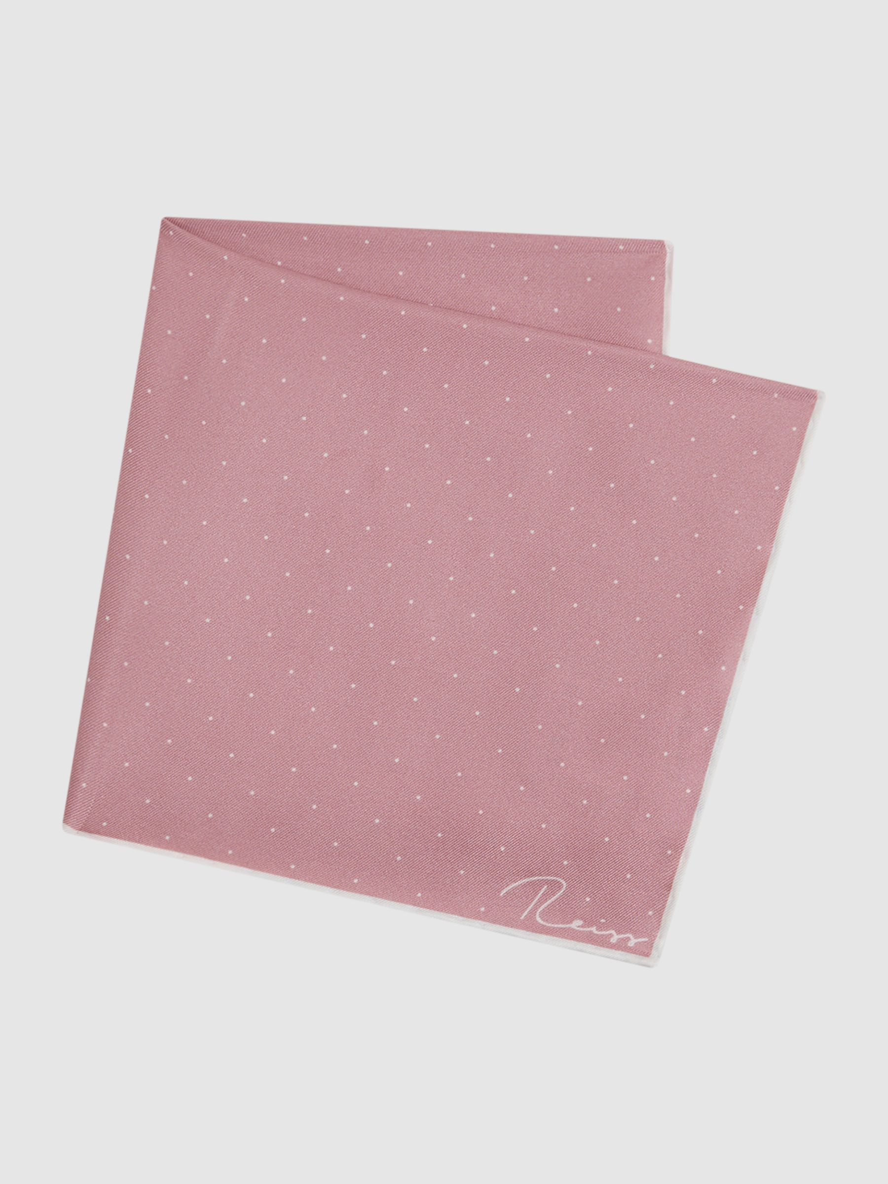 Polka Dot Silk Pocket Square in Pink