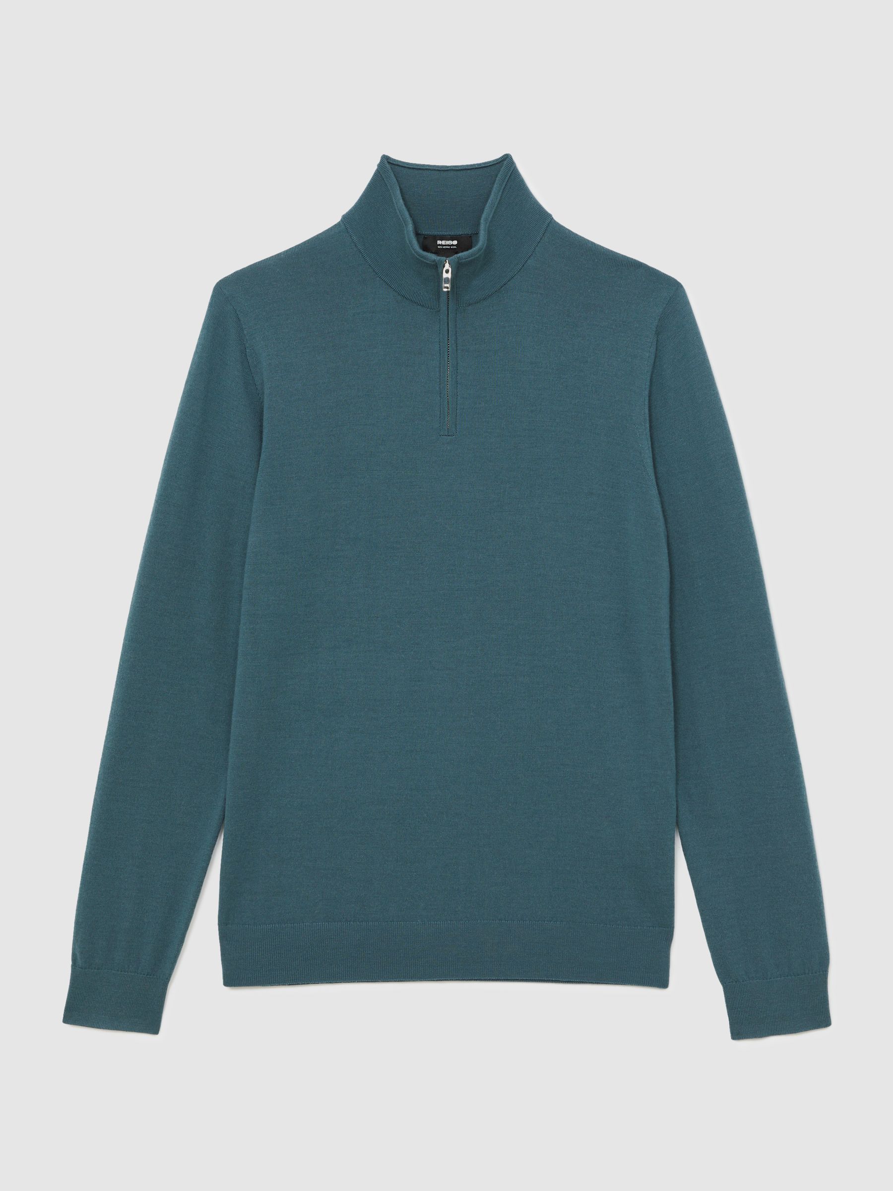 Merino Wool Half Zip Jumper in Orion Blue