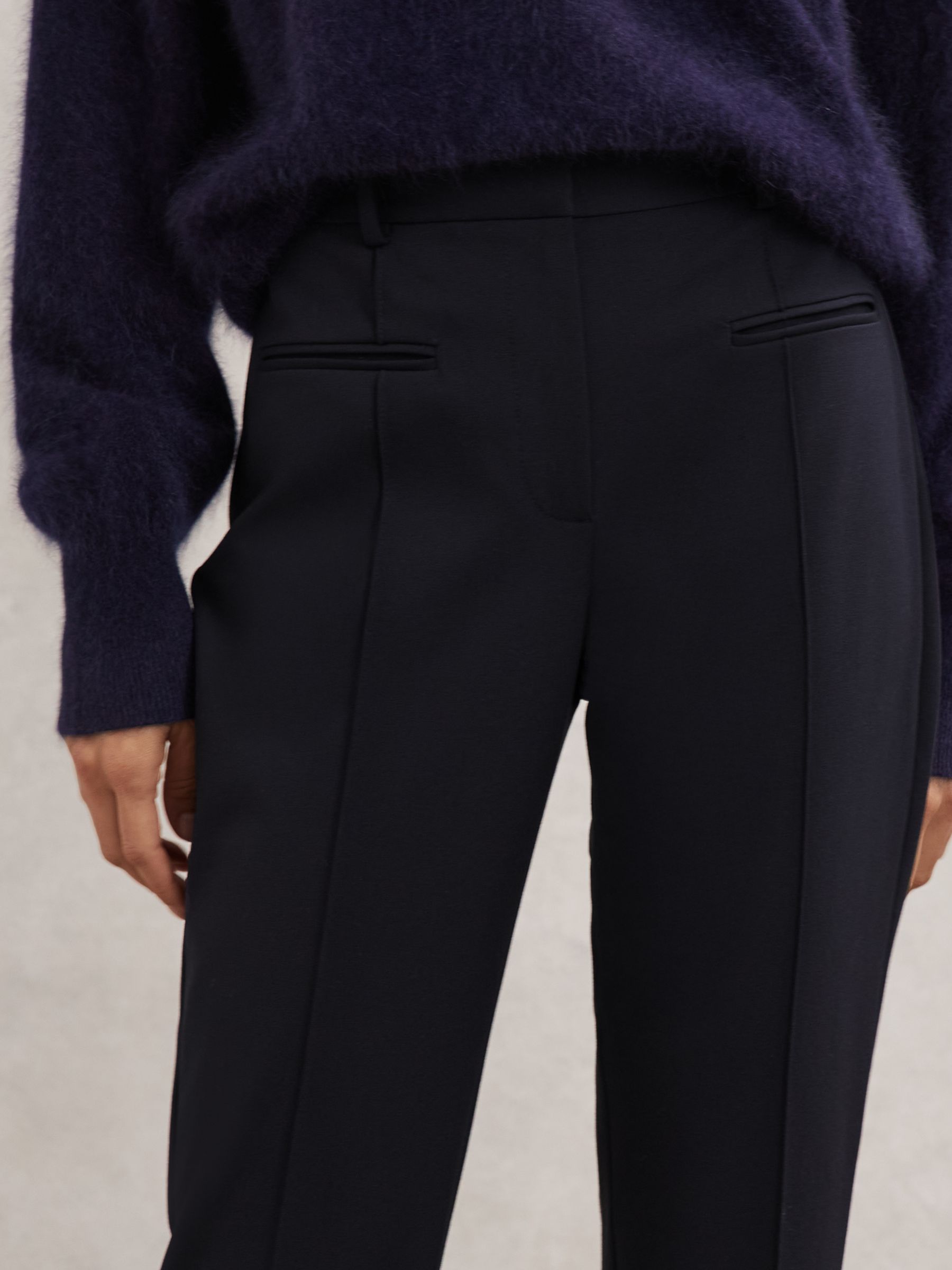 Petite Pintuck Tapered Trousers in Blue