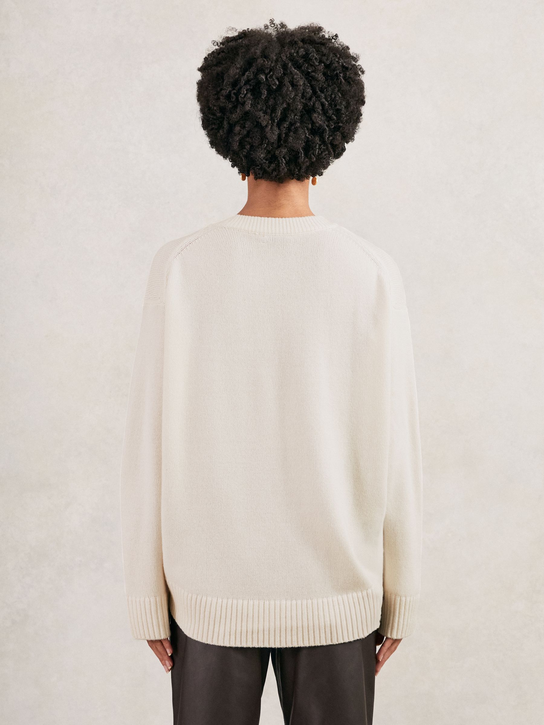 Wool-Cashmere Crew-Neck Jumper in Cream