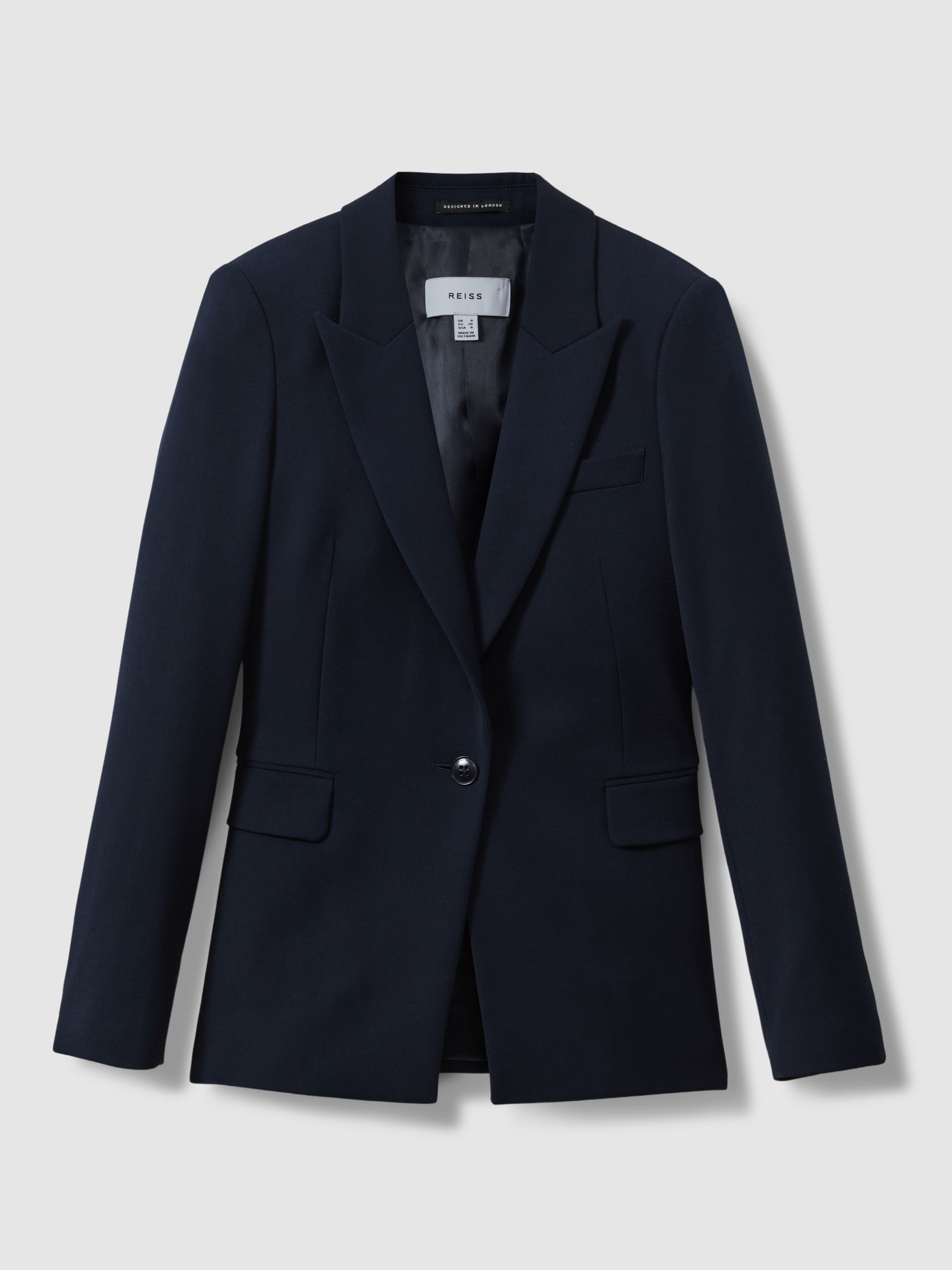 Petite Tailored Single Breasted Suit Blazer in Navy