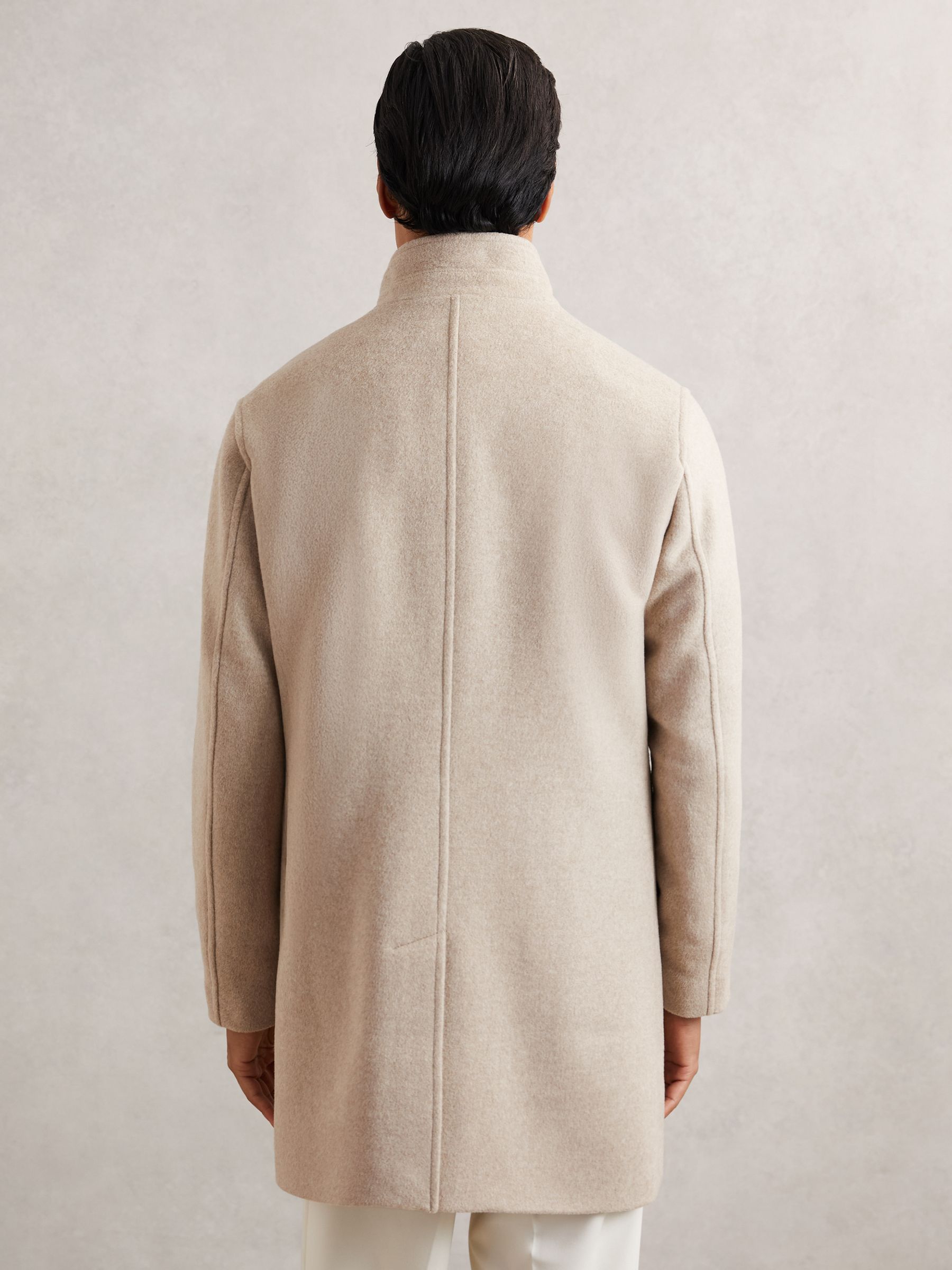 Wool-Blend Gilet-Insert Coat in Oatmeal Brown