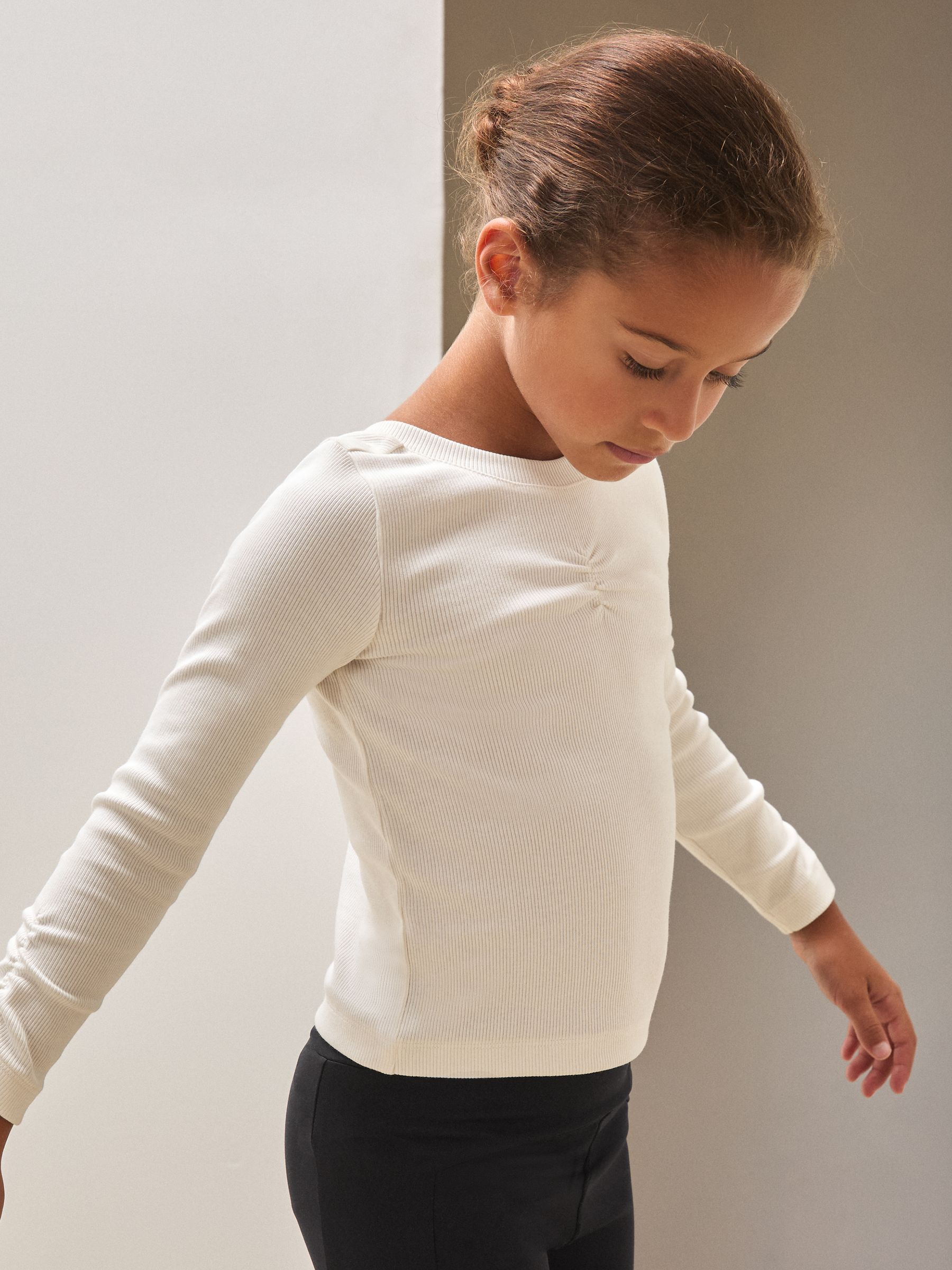13-14 yrs Reiss | Royal Ballet Ruched Rib Top in Ecru