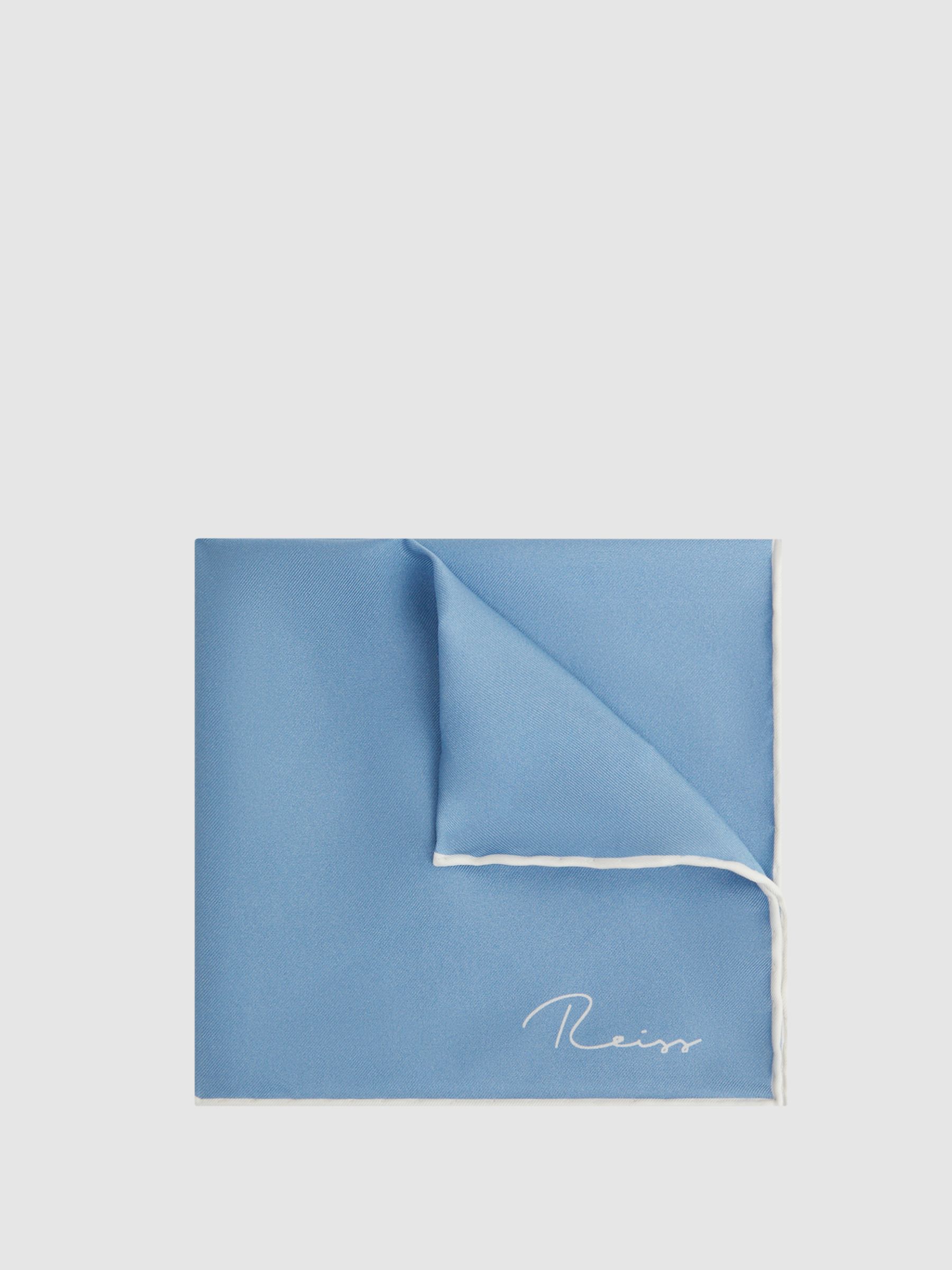 Plain Silk Pocket Square in Soft Blue
