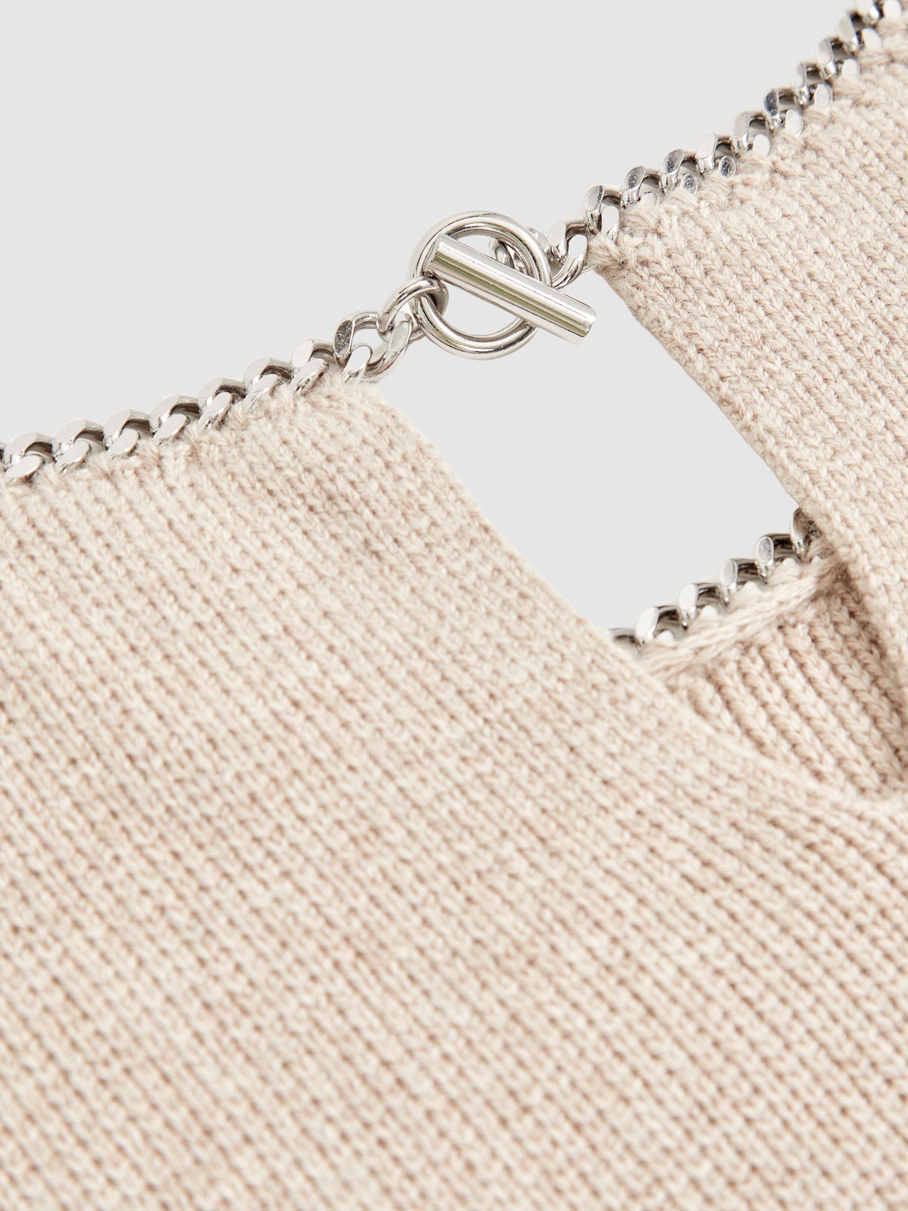 Wool-Blend Necklace-Trim Knitted Vest in Neutral