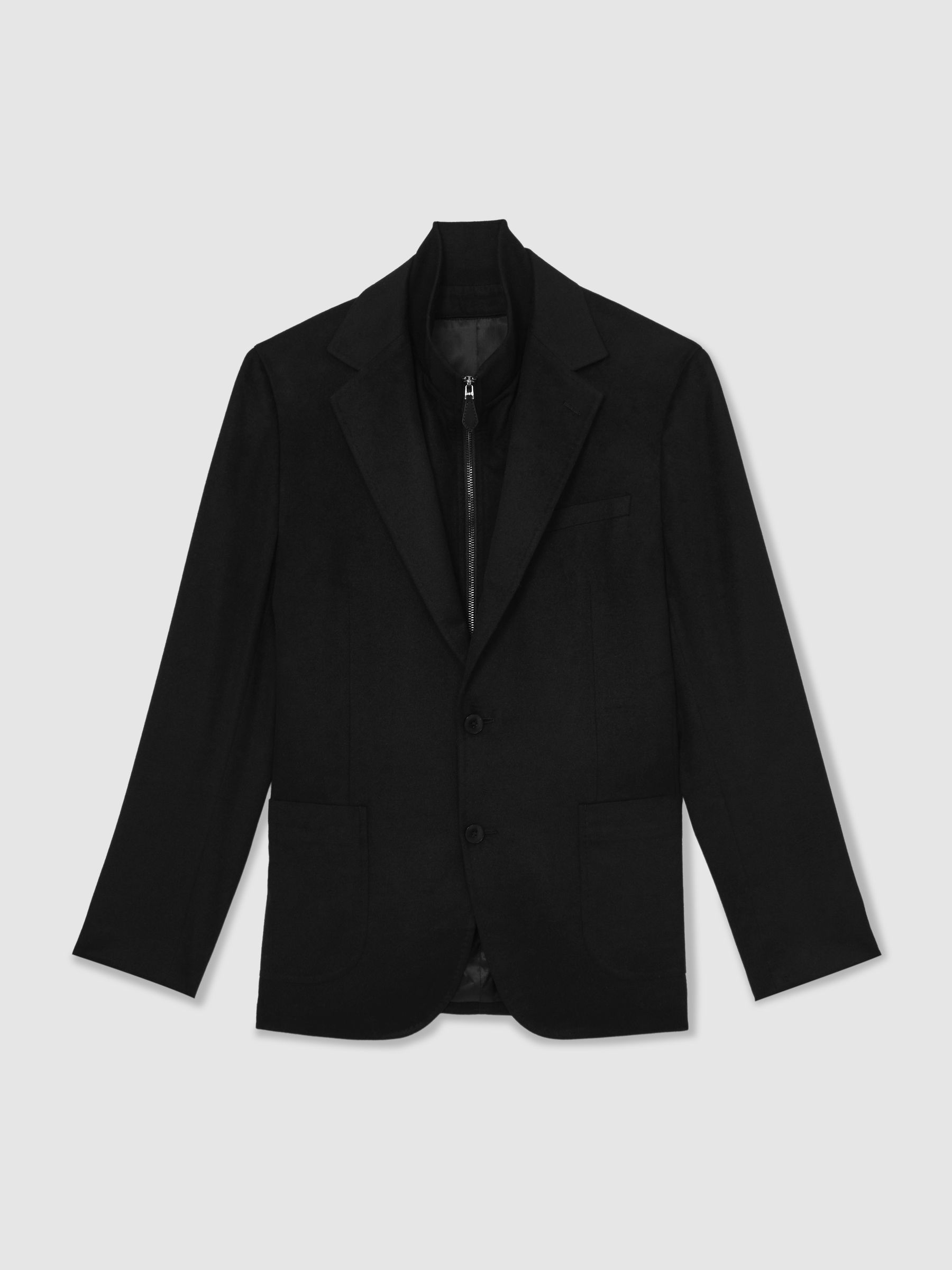 Single-Breasted Blazer With Gilet Insert Tailored-Fit in Black