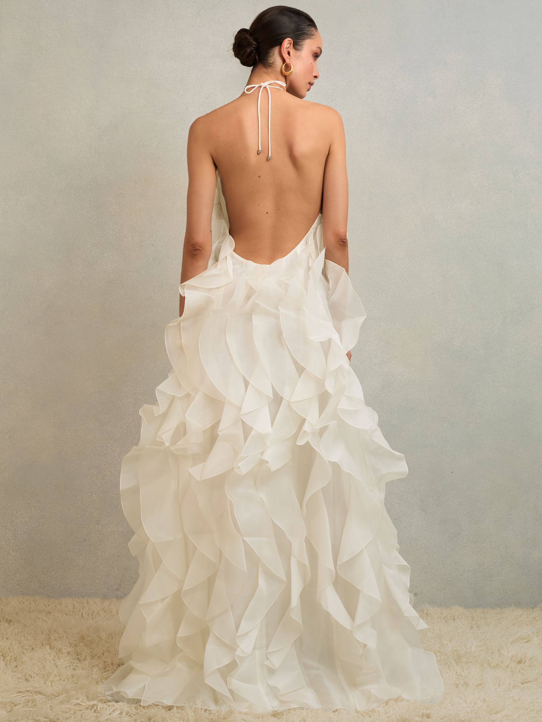 Atelier Silk-Organza Ruffle Maxi Dress in Off White