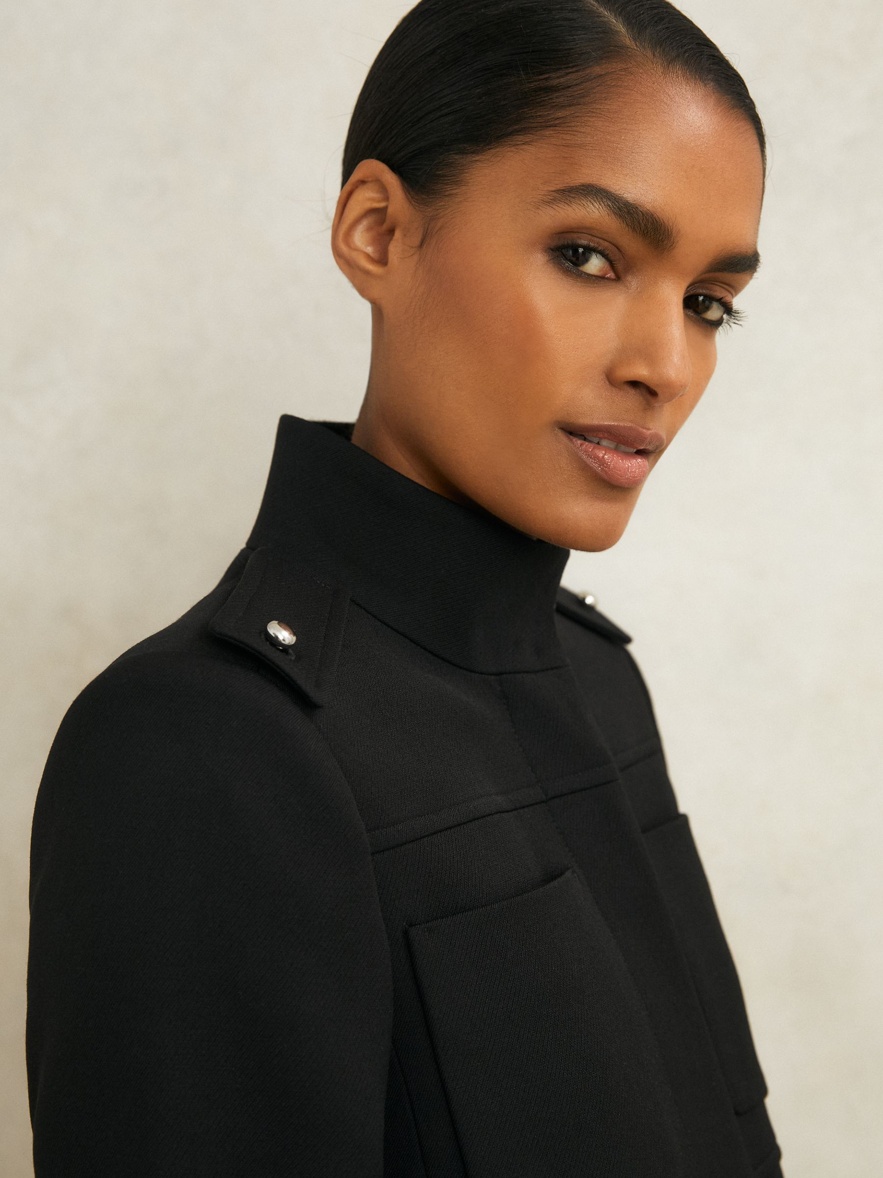 Atelier Wool Belted Long Coat in Black