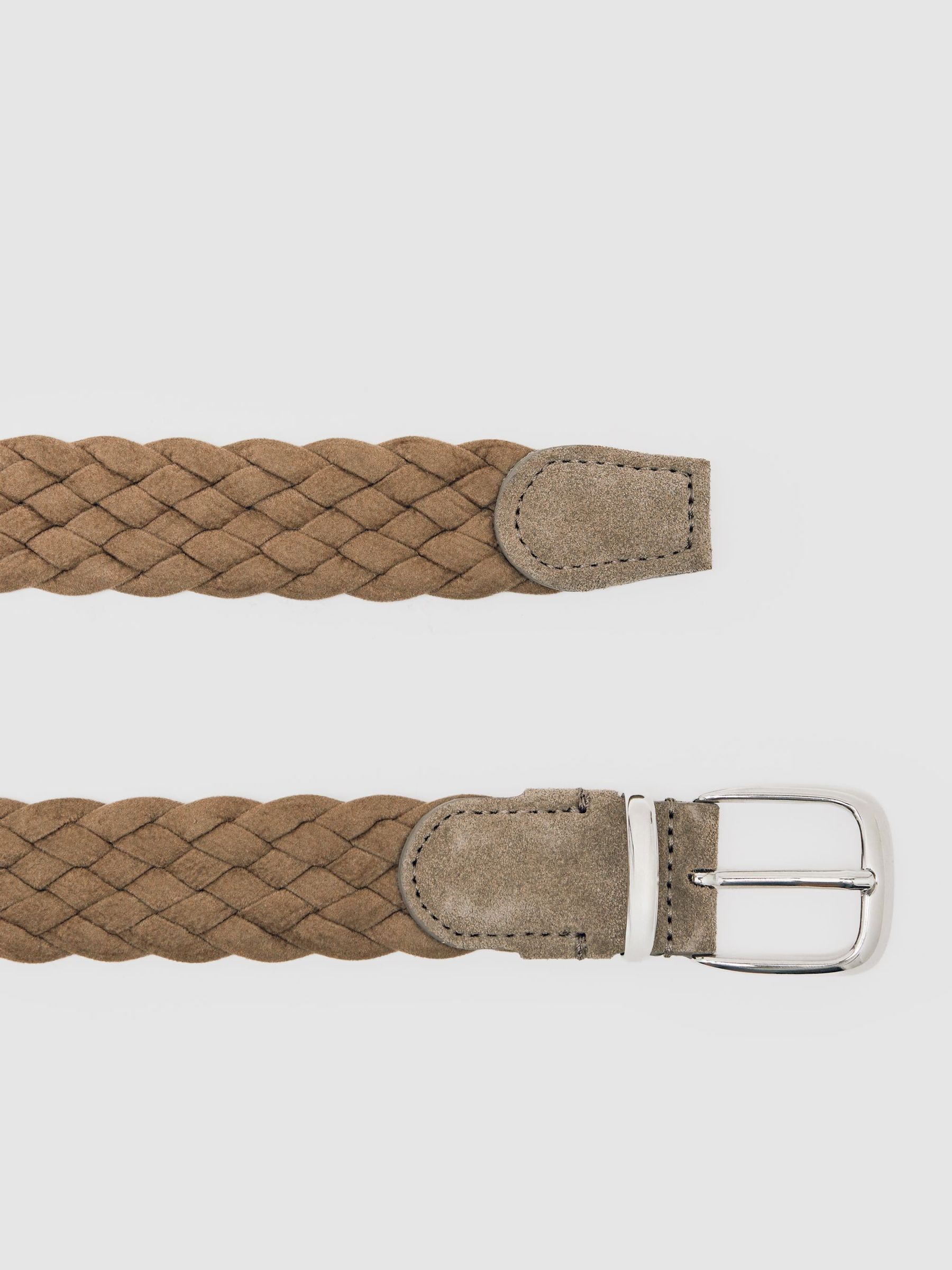 Suede Woven Belt in Light Stone