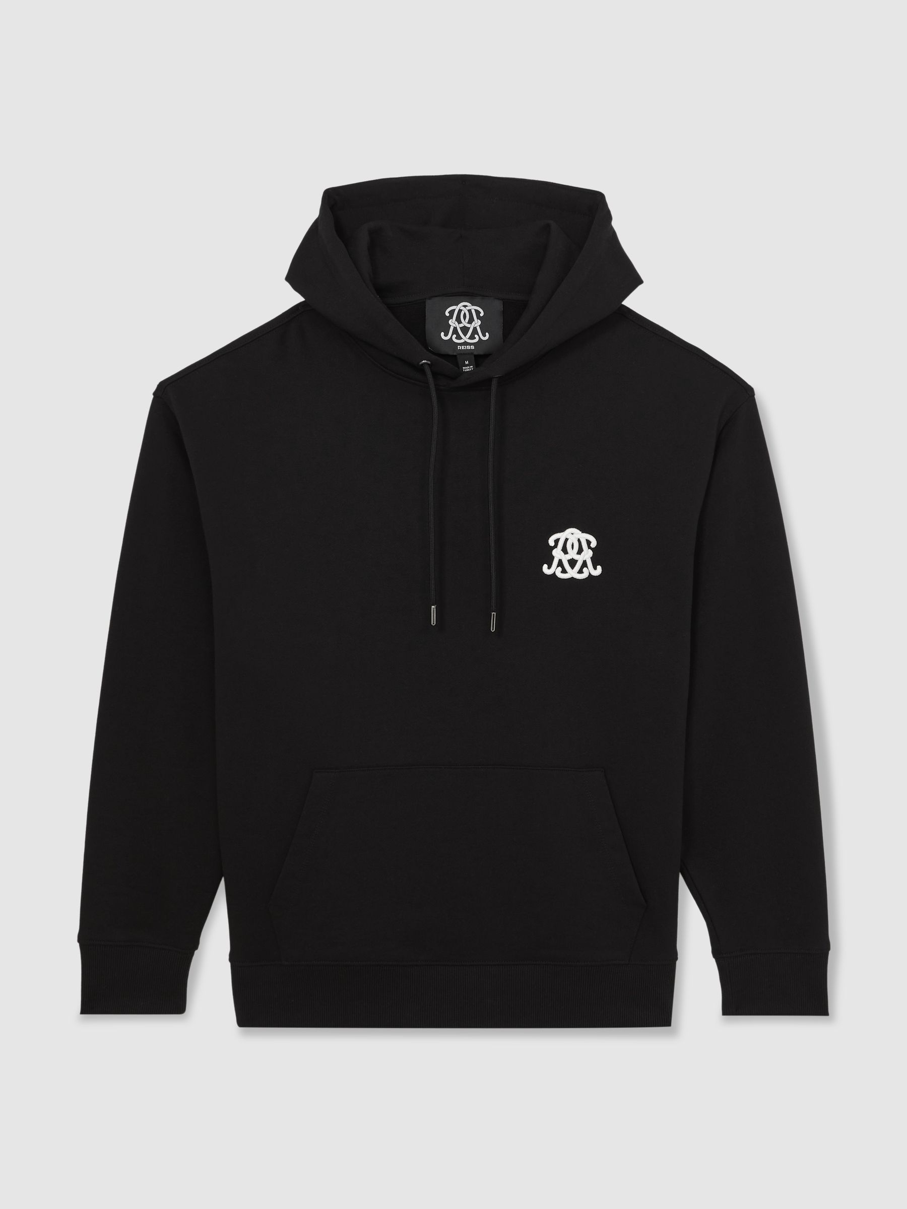 Monogram Cotton Oversized Hoodie in Black