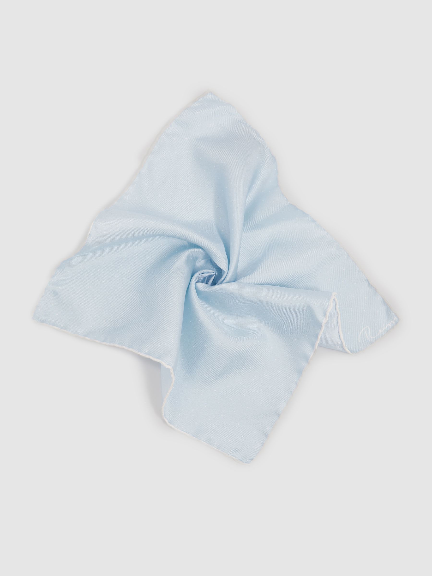 Polka Dot Silk Pocket Square in Light Blue
