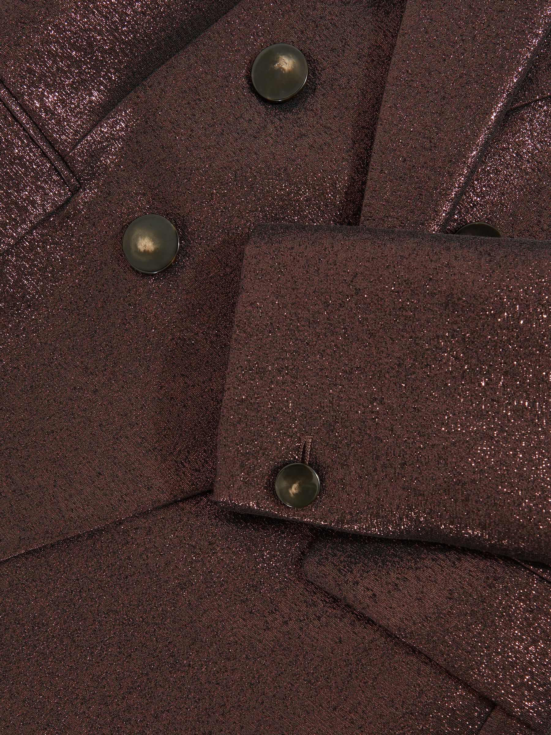 Double-Breasted Metallic Suit Blazer with Cotton in Burgundy