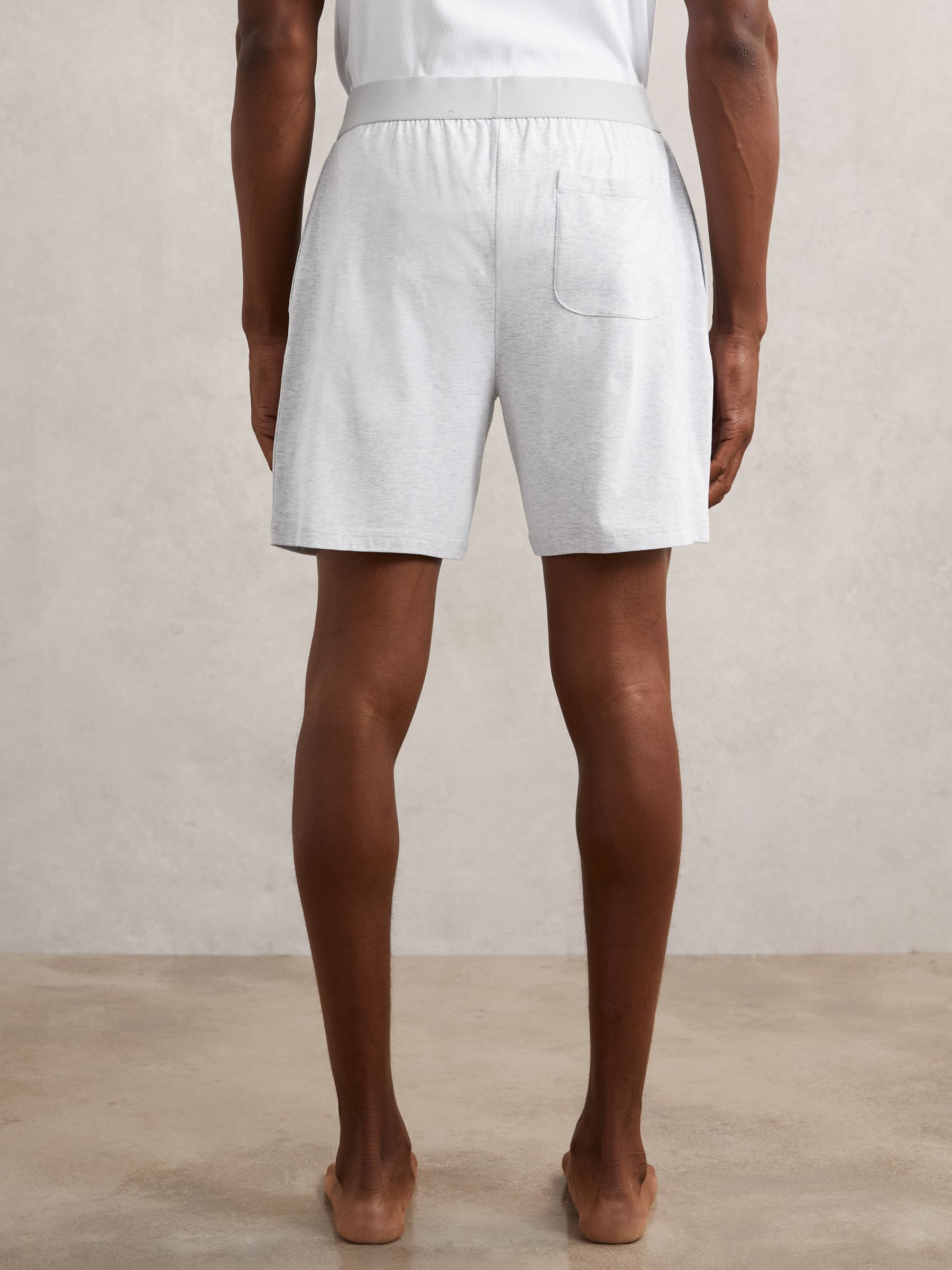 Cotton Jersey Logo-Waistband Shorts with Stretch in Soft Grey