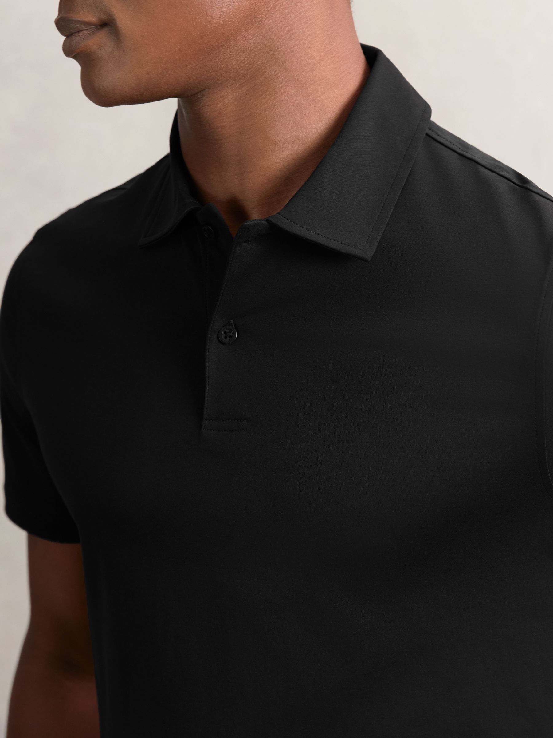 Air-Water Cotton Polo Shirt in Black