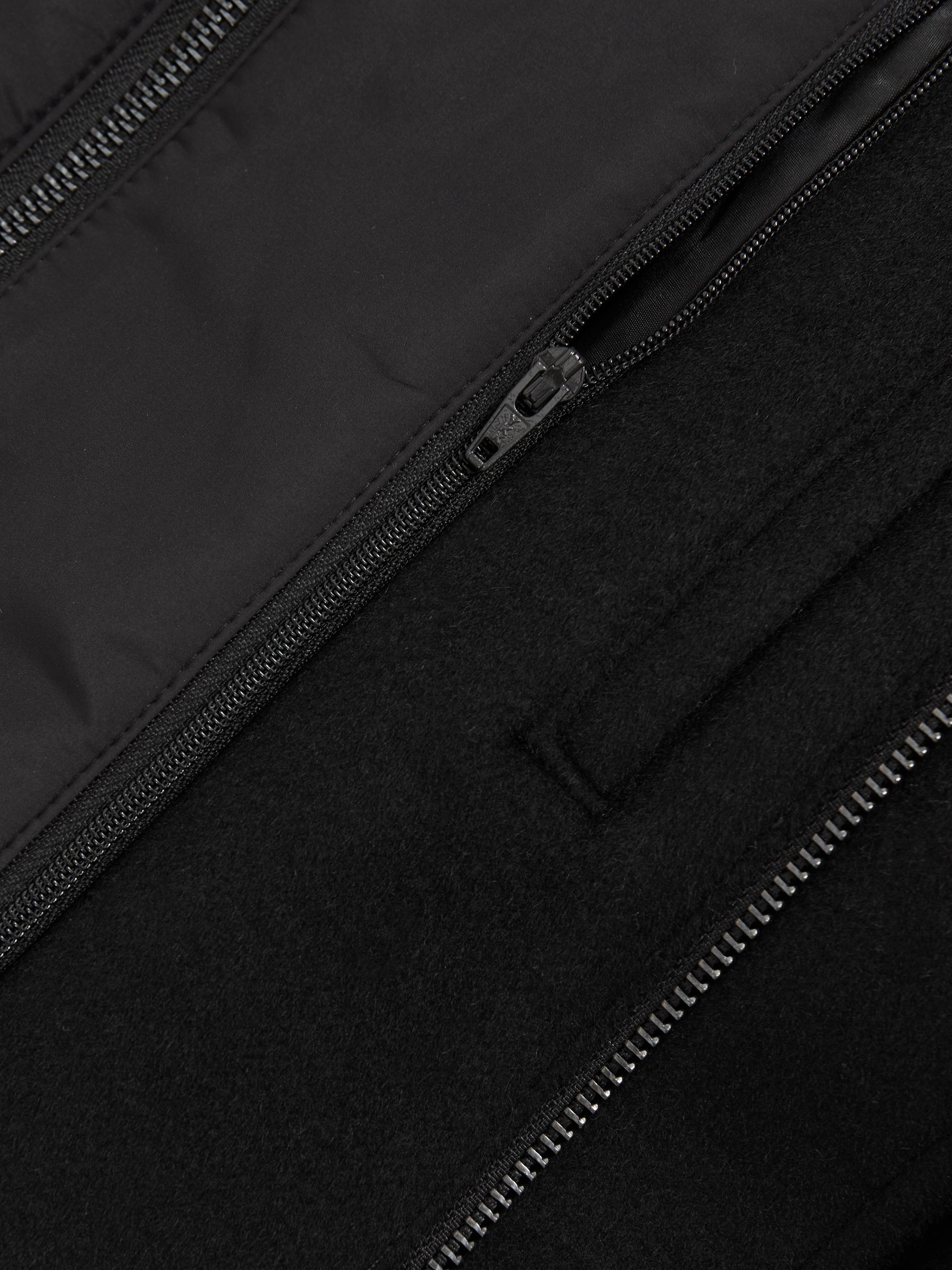 Wool-Blend Gilet-Insert Coat in Black