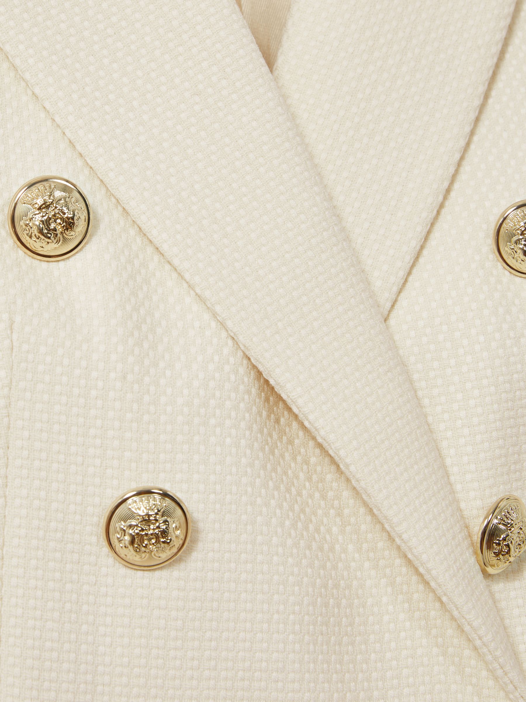 Petite Tailored Fit Textured Double Breasted Blazer in White