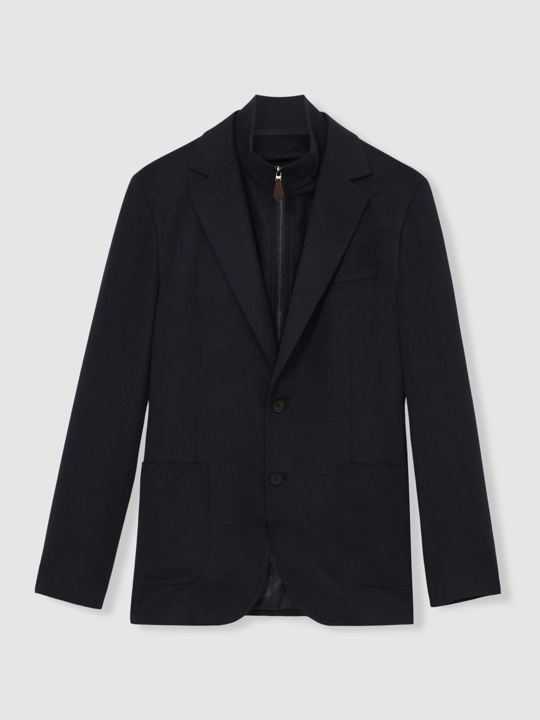Single-Breasted Blazer With Gilet Insert Tailored-Fit in Navy