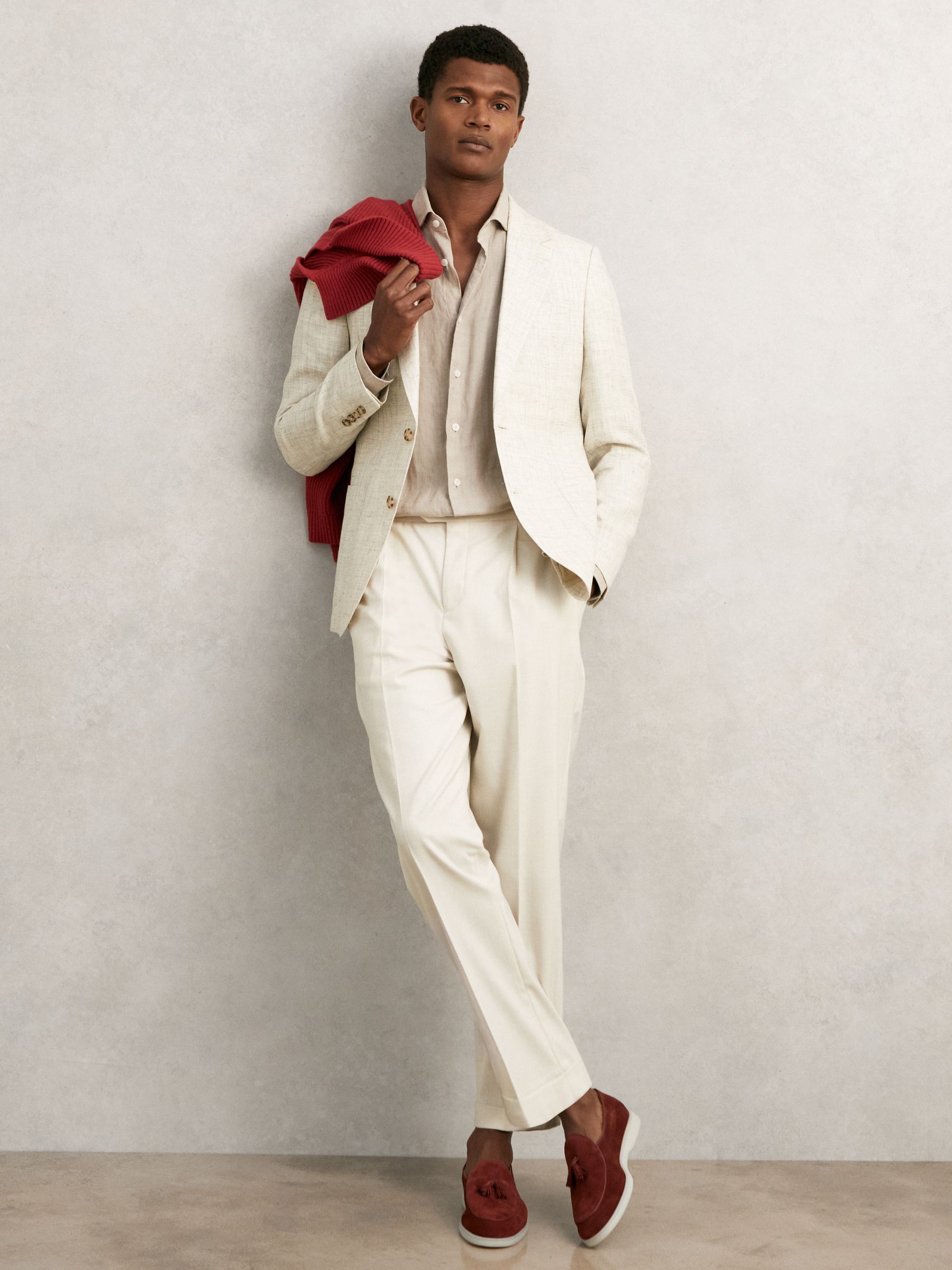 Suede Tassel Loafers in Maroon Red