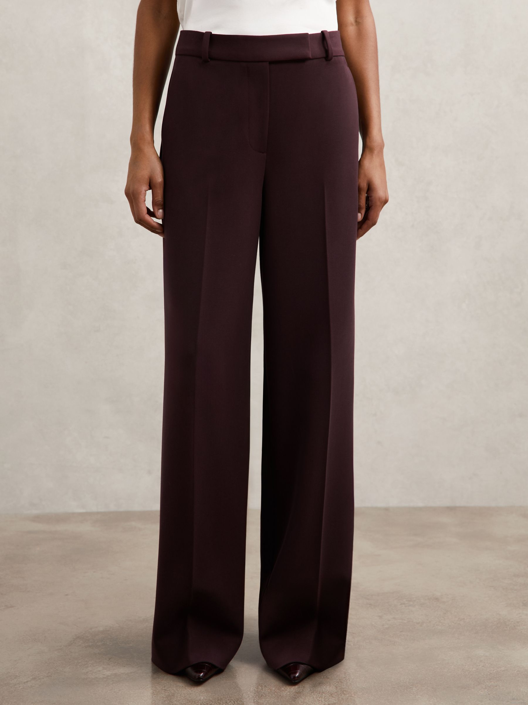 Wide-Leg Suit Trousers in Berry