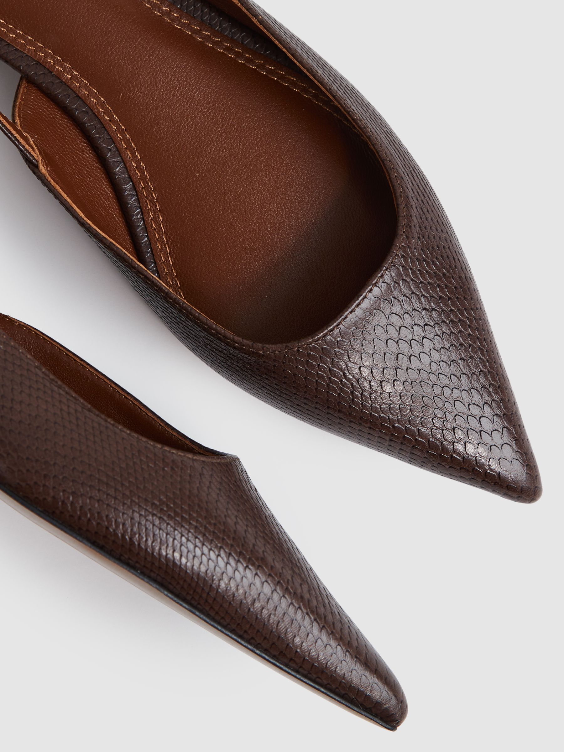Leather Slingback Ballet Flats in Chocolate