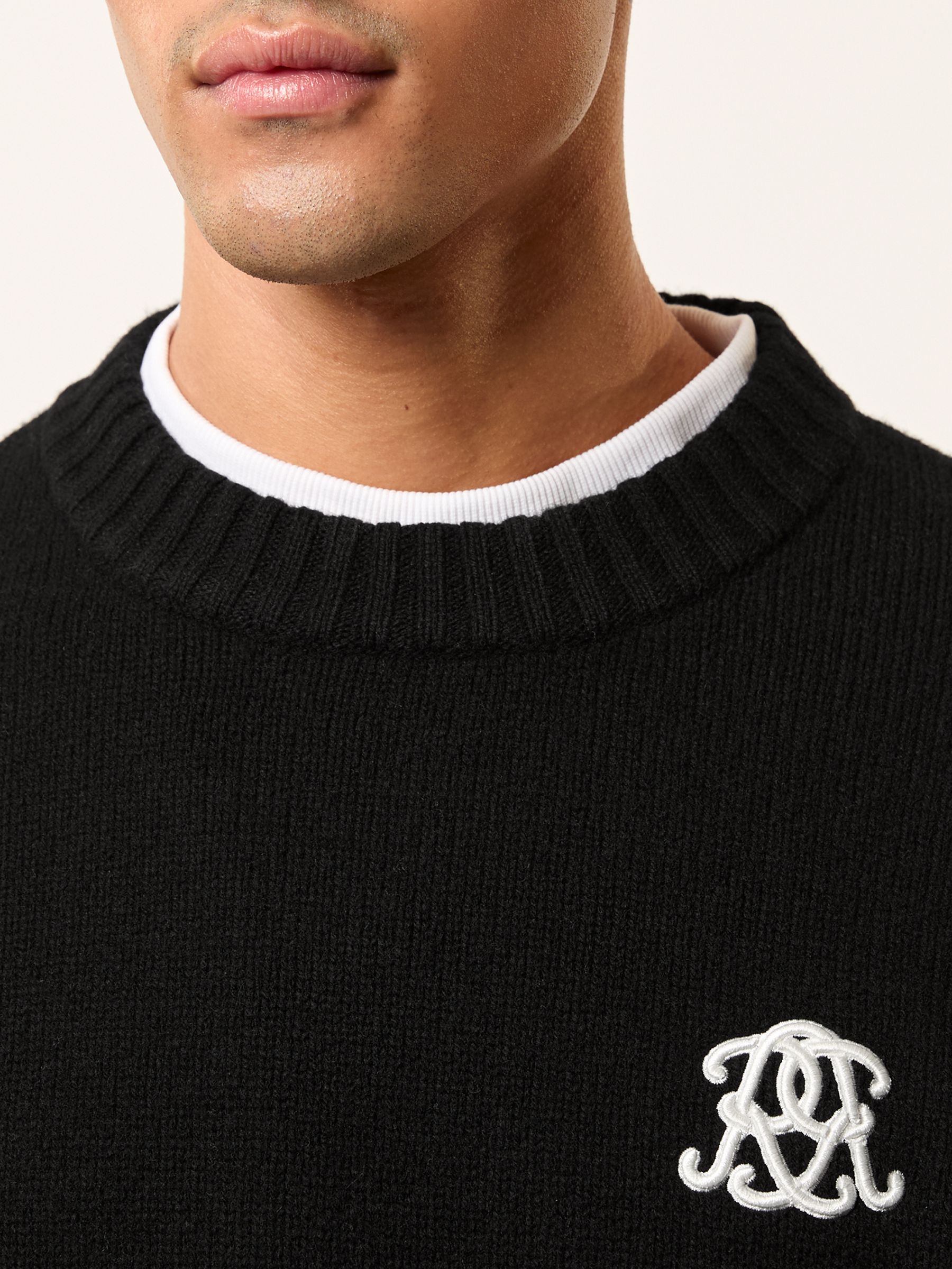 Monogram Embroidered Relaxed Jumper Wool in Black