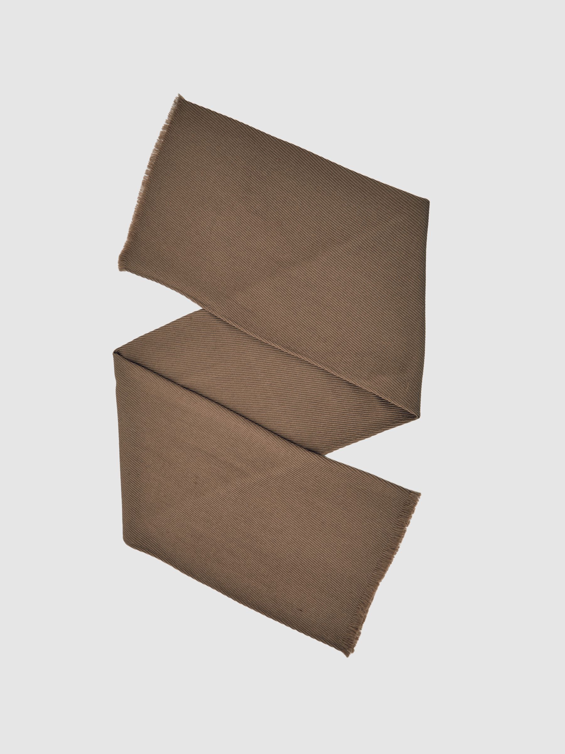 Wool Pleated Scarf in Taupe