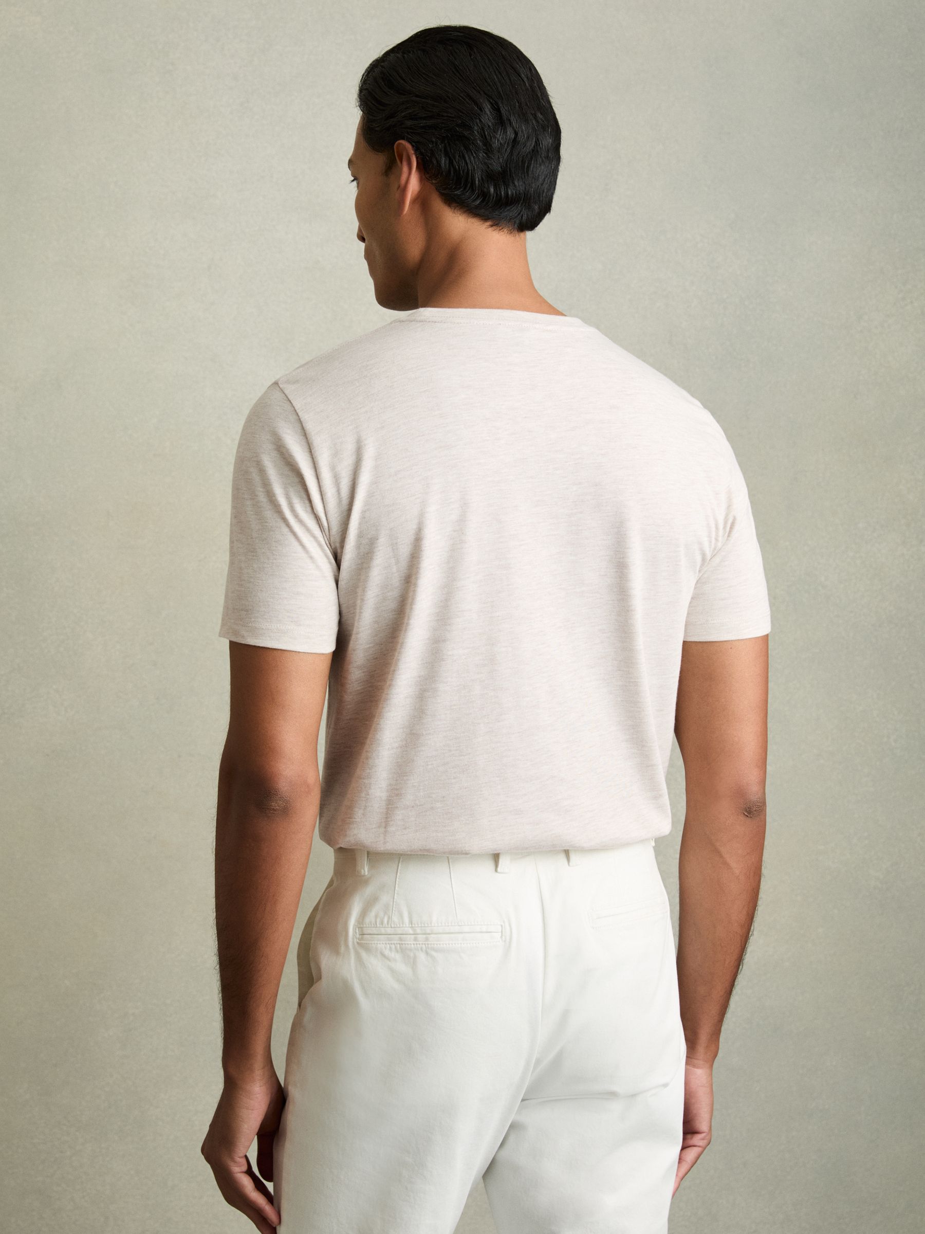 Cotton Crew Neck T-Shirt in Wheat Melange