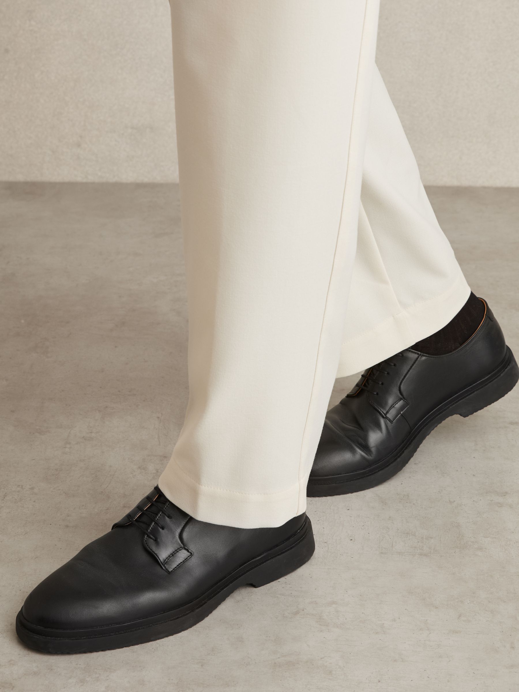 Leather Lace-Up Derby Shoes in Black