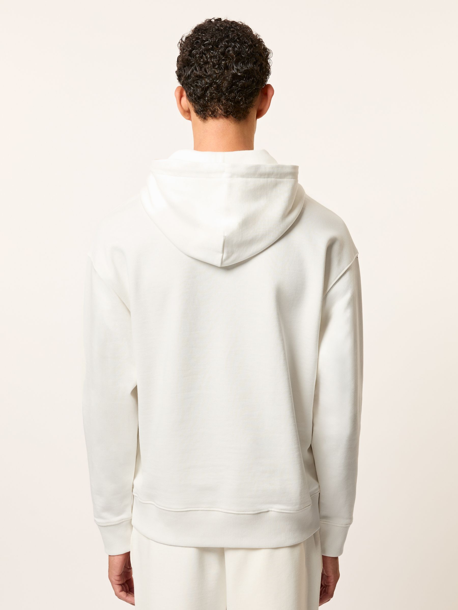 Monogram Cotton Oversized Hoodie in Off White