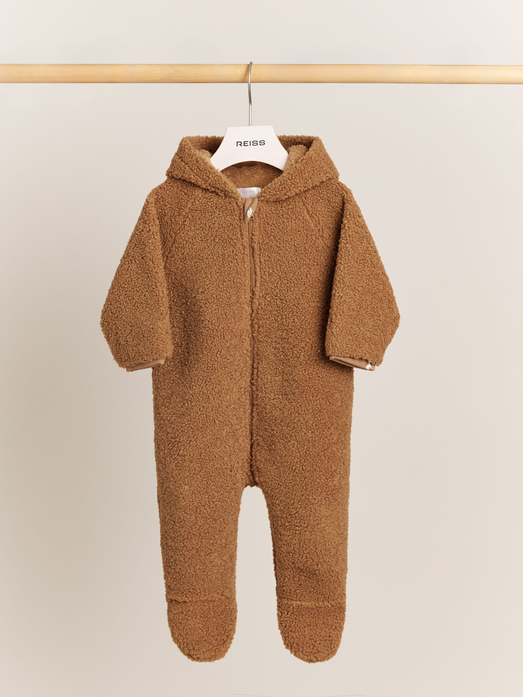 Hooded Fleece Pramsuit in Neutral