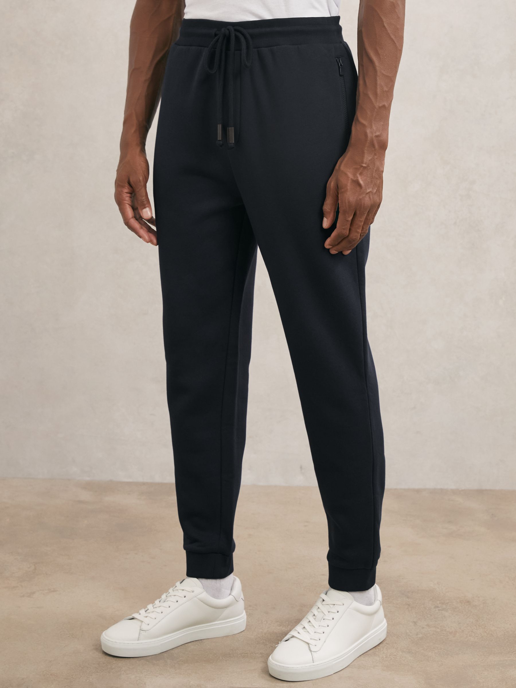 Cotton-Blend Drawstring Joggers in Navy