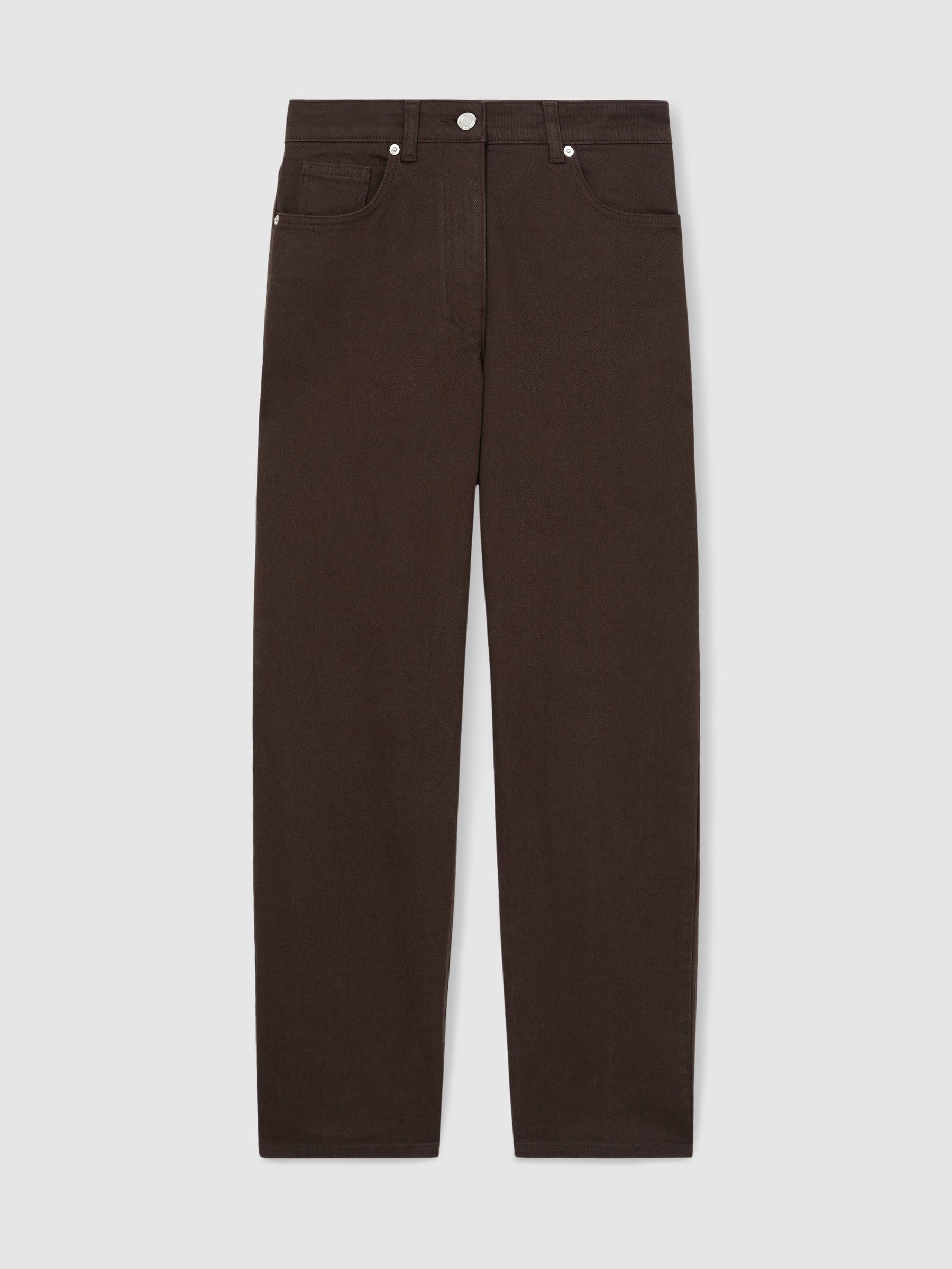 Mid-Rise Straight-Leg Jeans in Chocolate