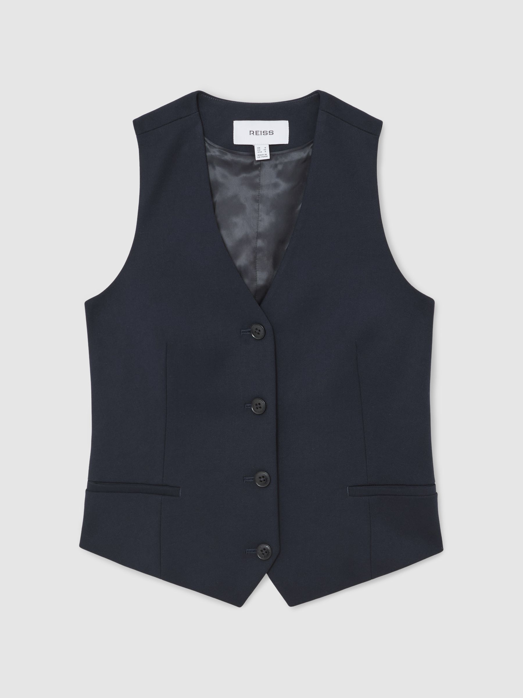 Single-Breasted Twill Waistcoat in Navy