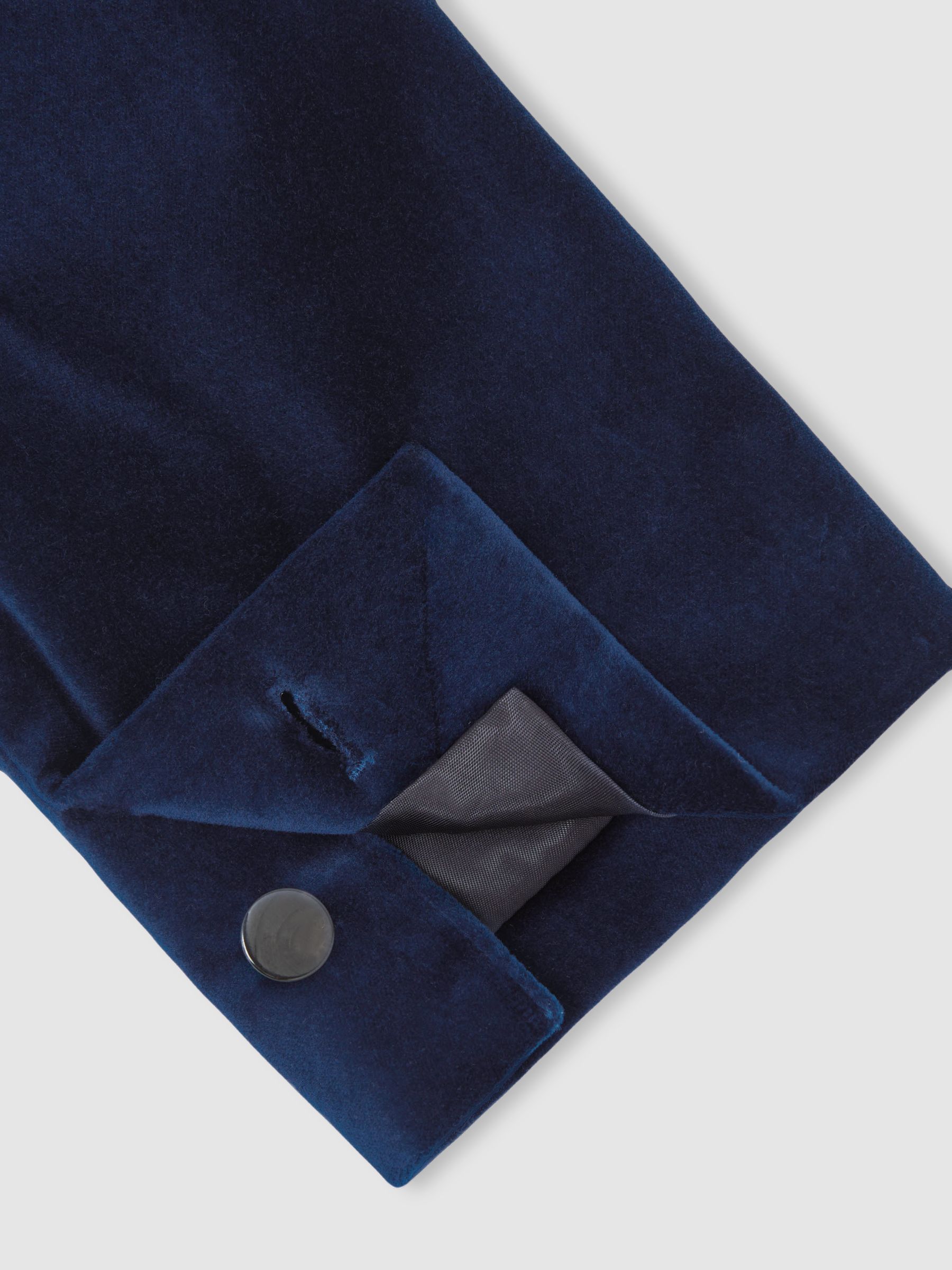 Single-Breasted Velvet Blazer Slim-Fit in Navy