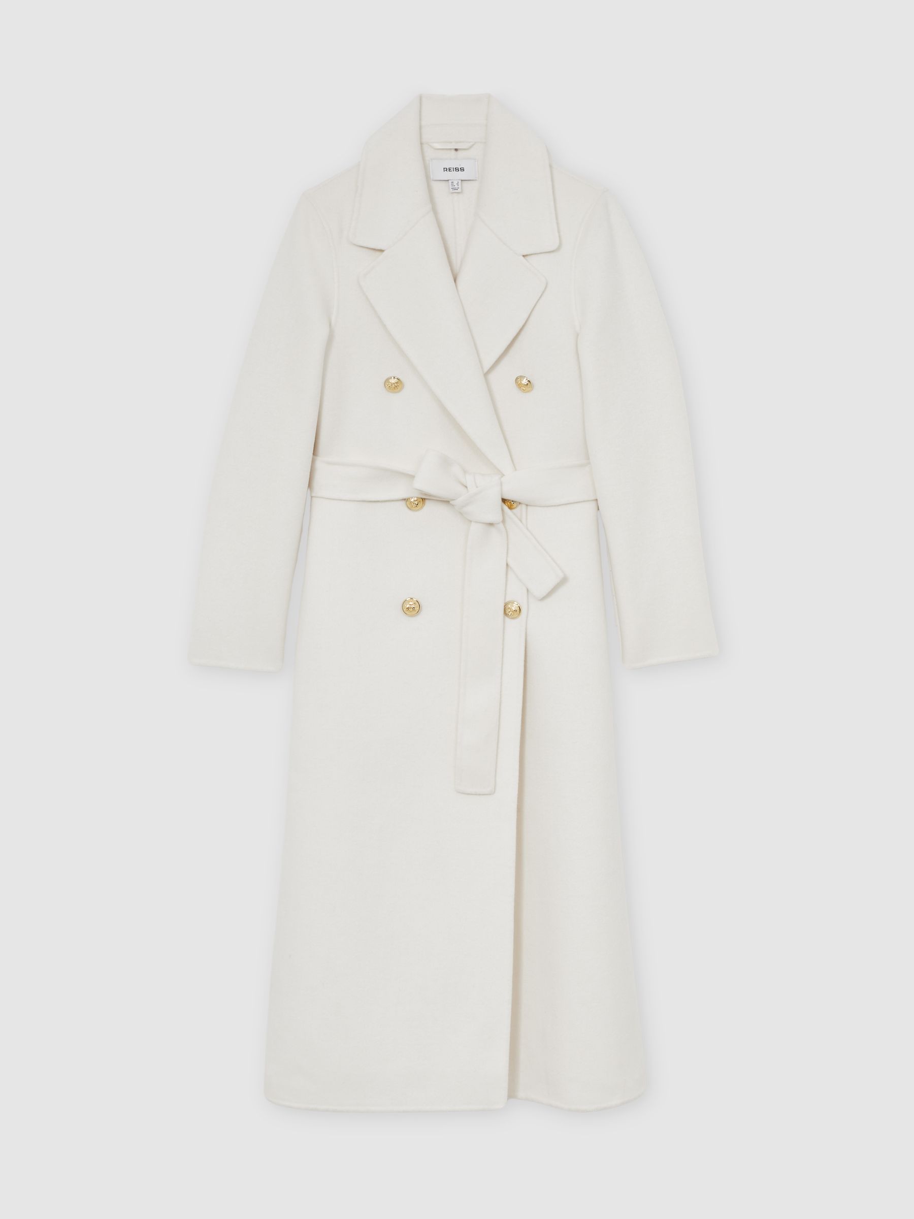 Petite Double-Breasted Blindseam Coat Wool-Blend in Cream