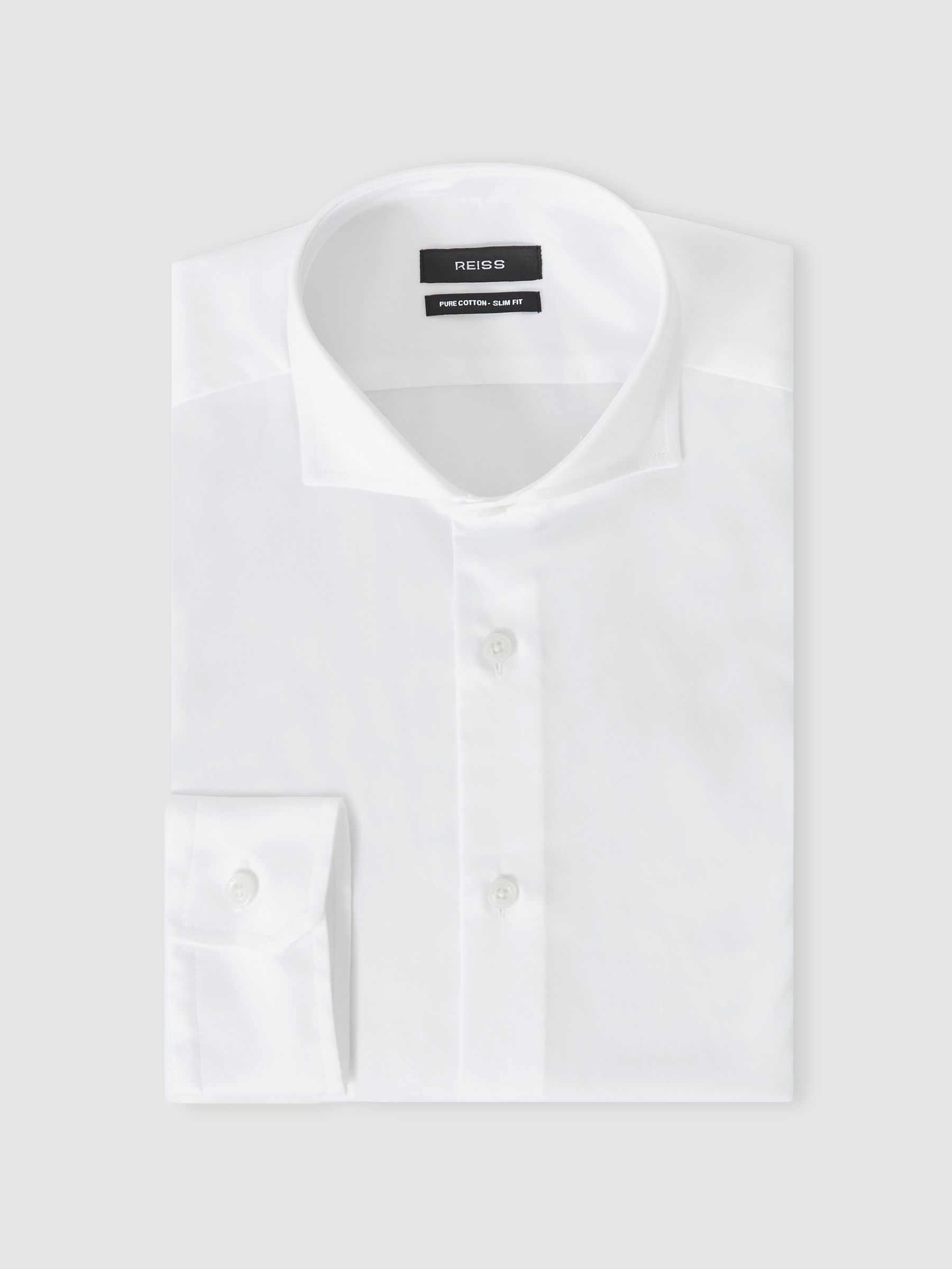 Slim Fit Two-Fold Cotton Shirt in White