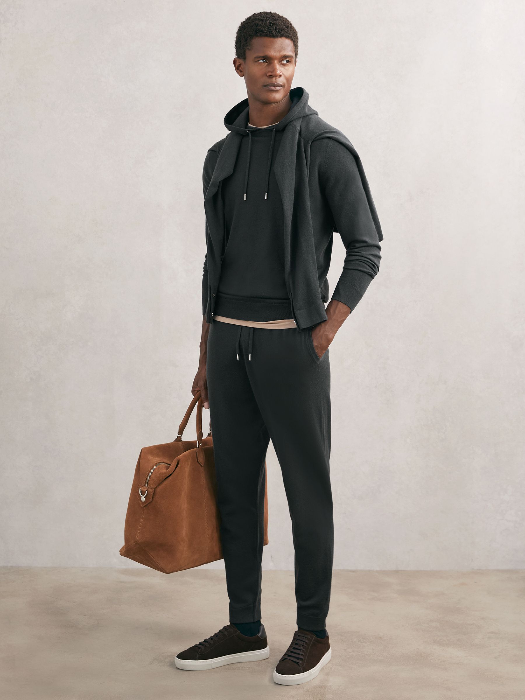 Merino Wool-Blend Cuffed Joggers in Bottle Green