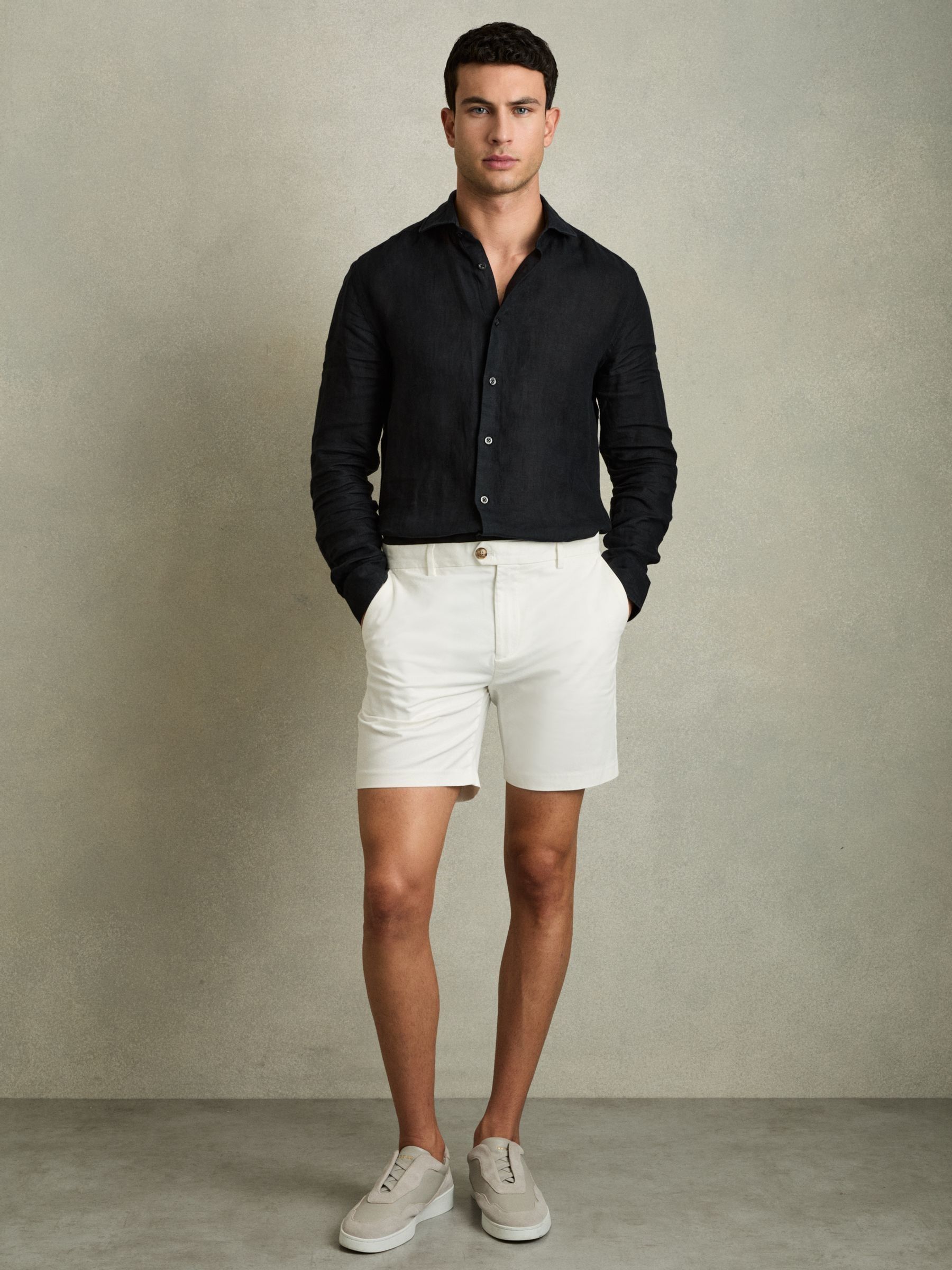 Short Length Casual Chino Shorts in Chalk