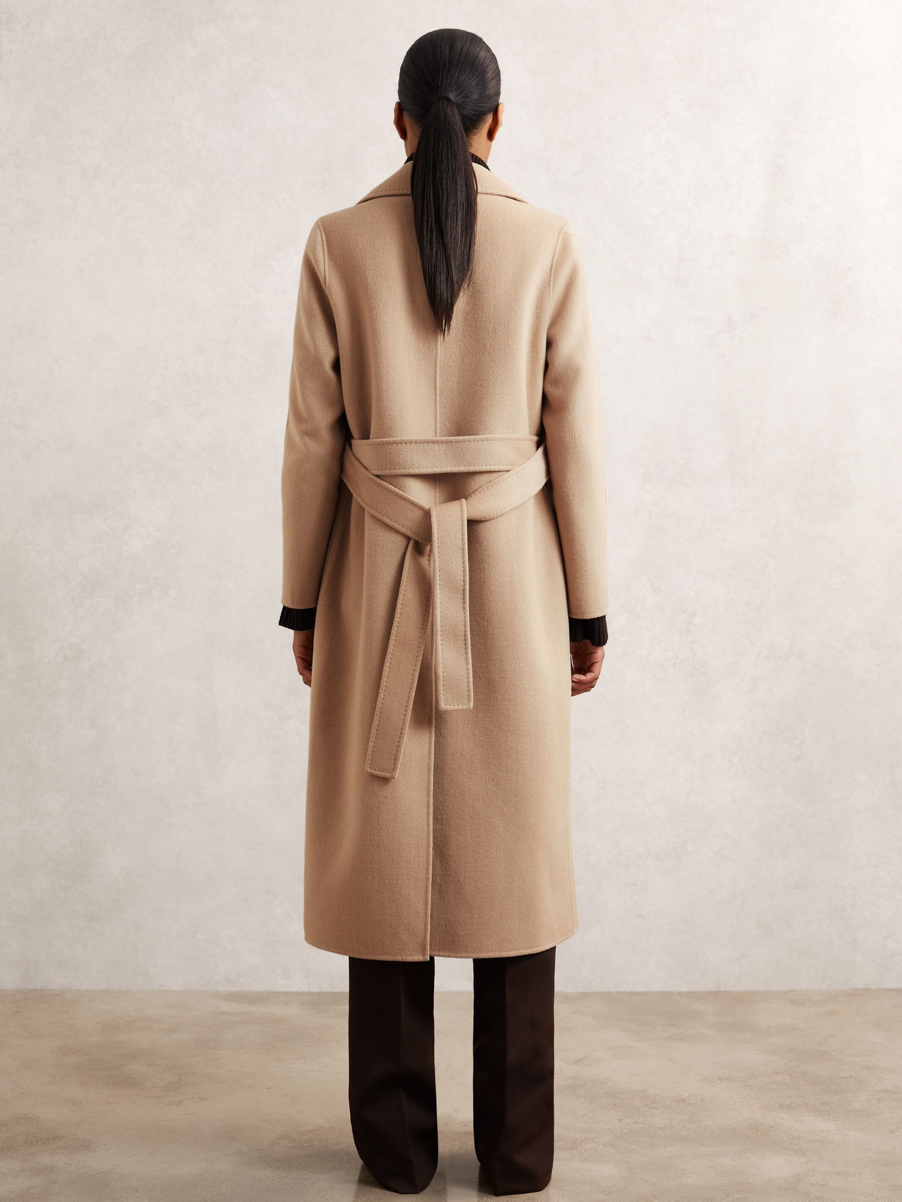 Petite Double-Breasted Blindseam Coat Wool-Blend in Neutral