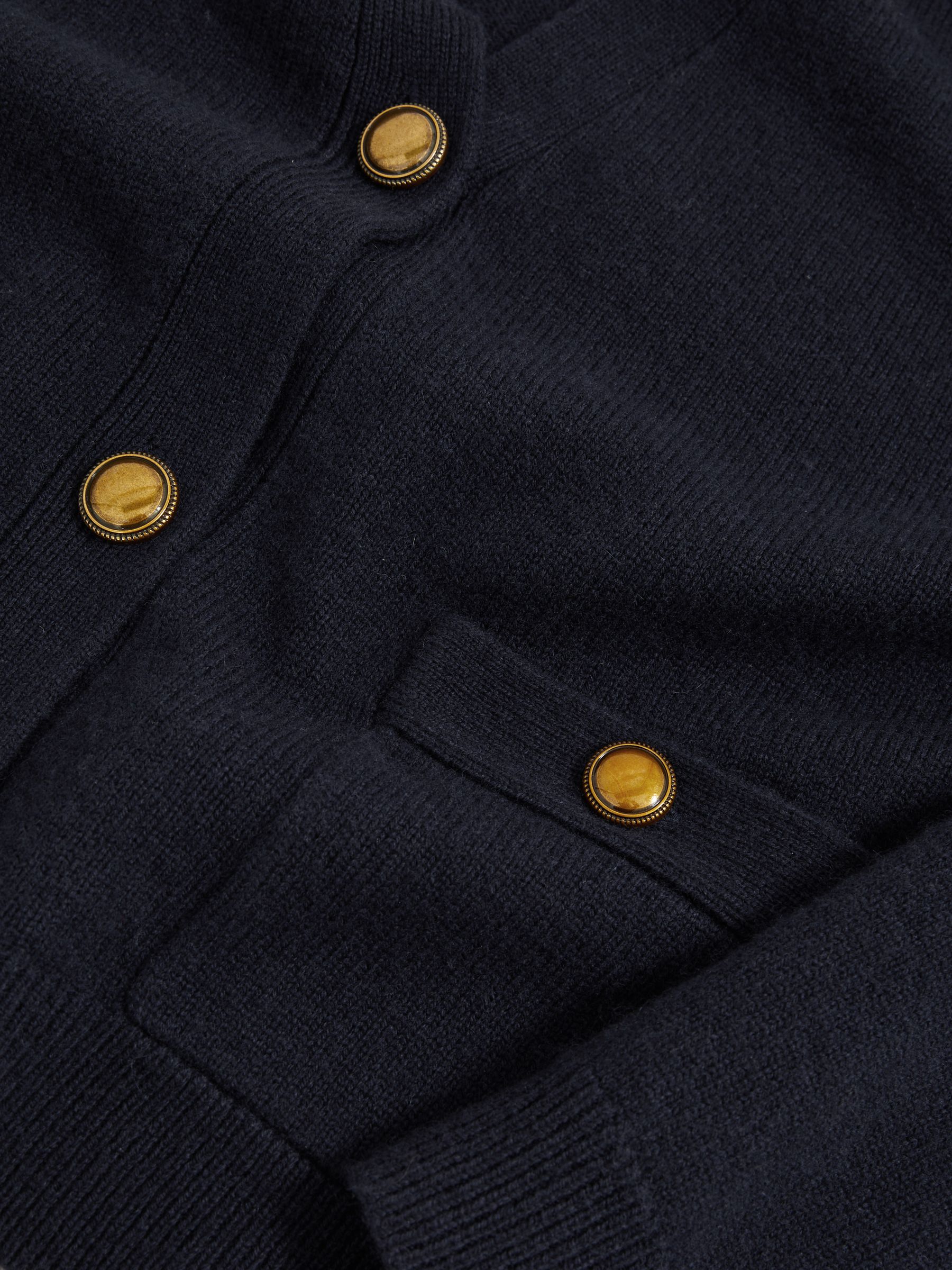 Wool-Cashmere Button Cardigan in Navy