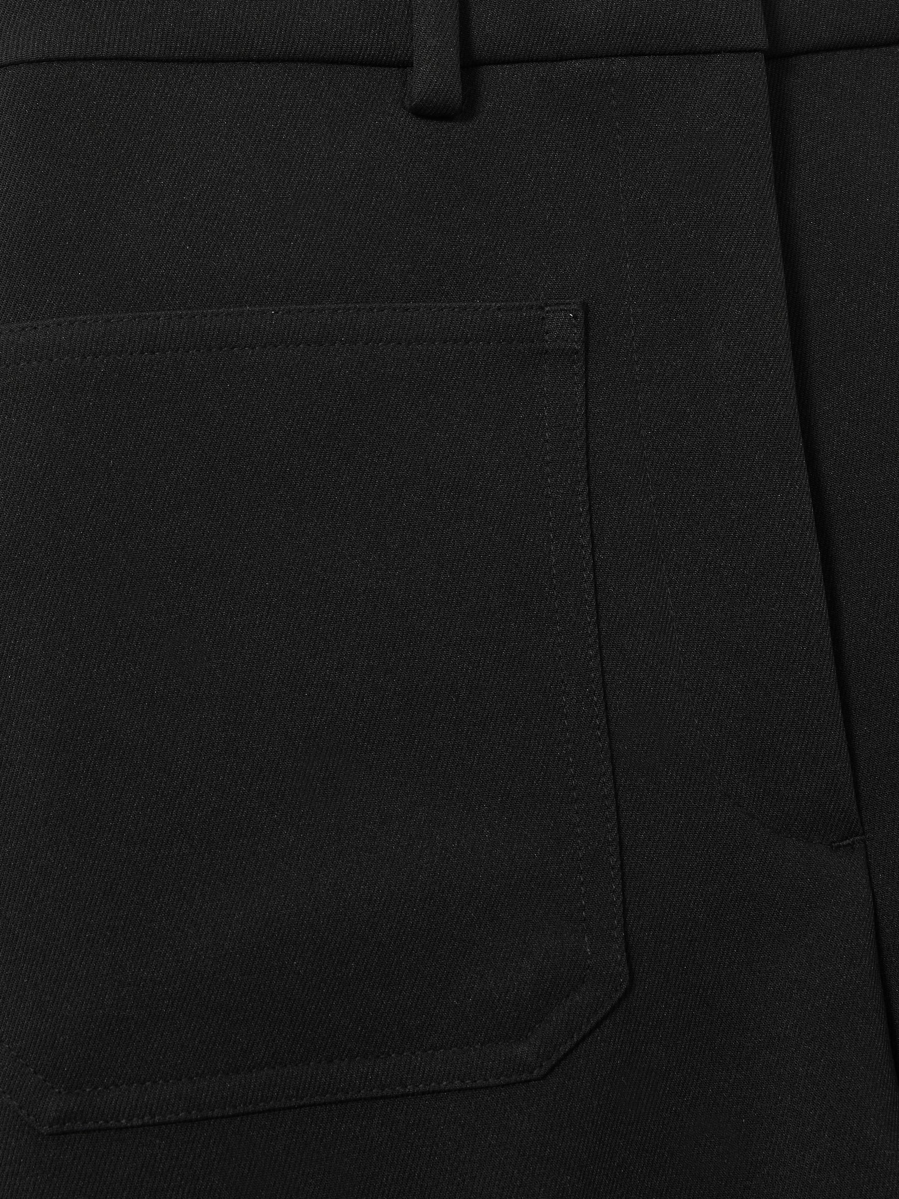 Twill Patch-Pocket Flared Trousers in Black