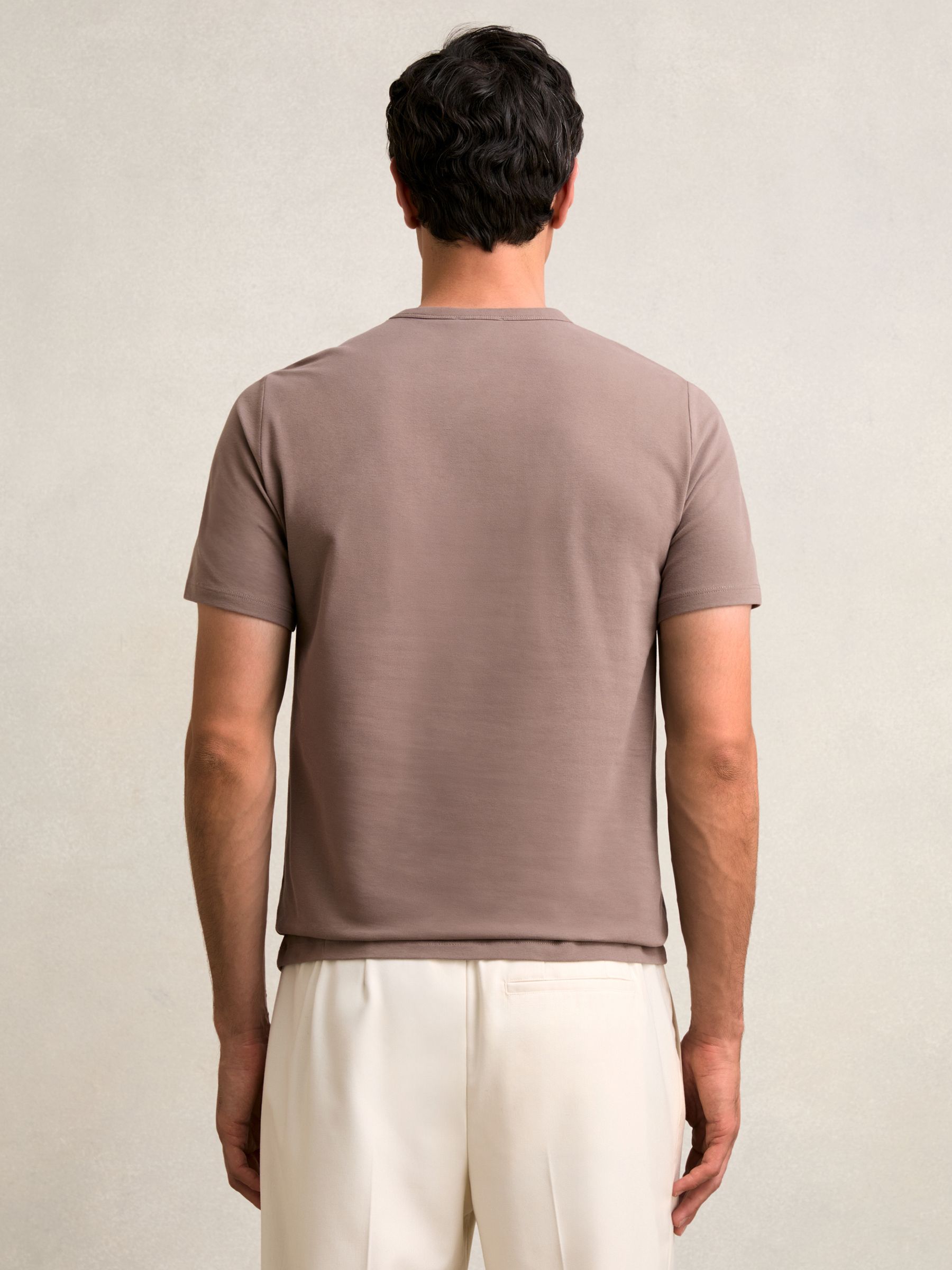 Stretch-Cotton Crew-Neck T-Shirt in Taupe Brown