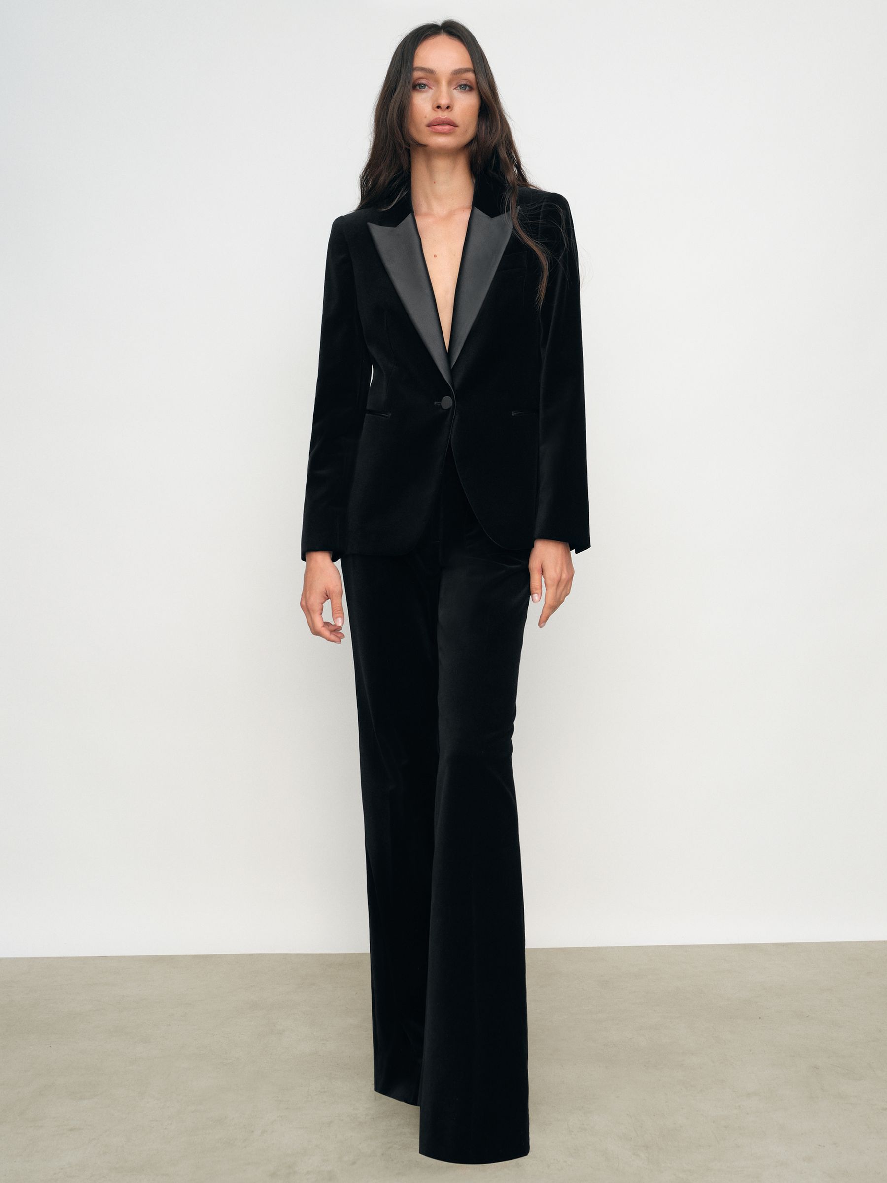 Velvet Flared Trousers in Black