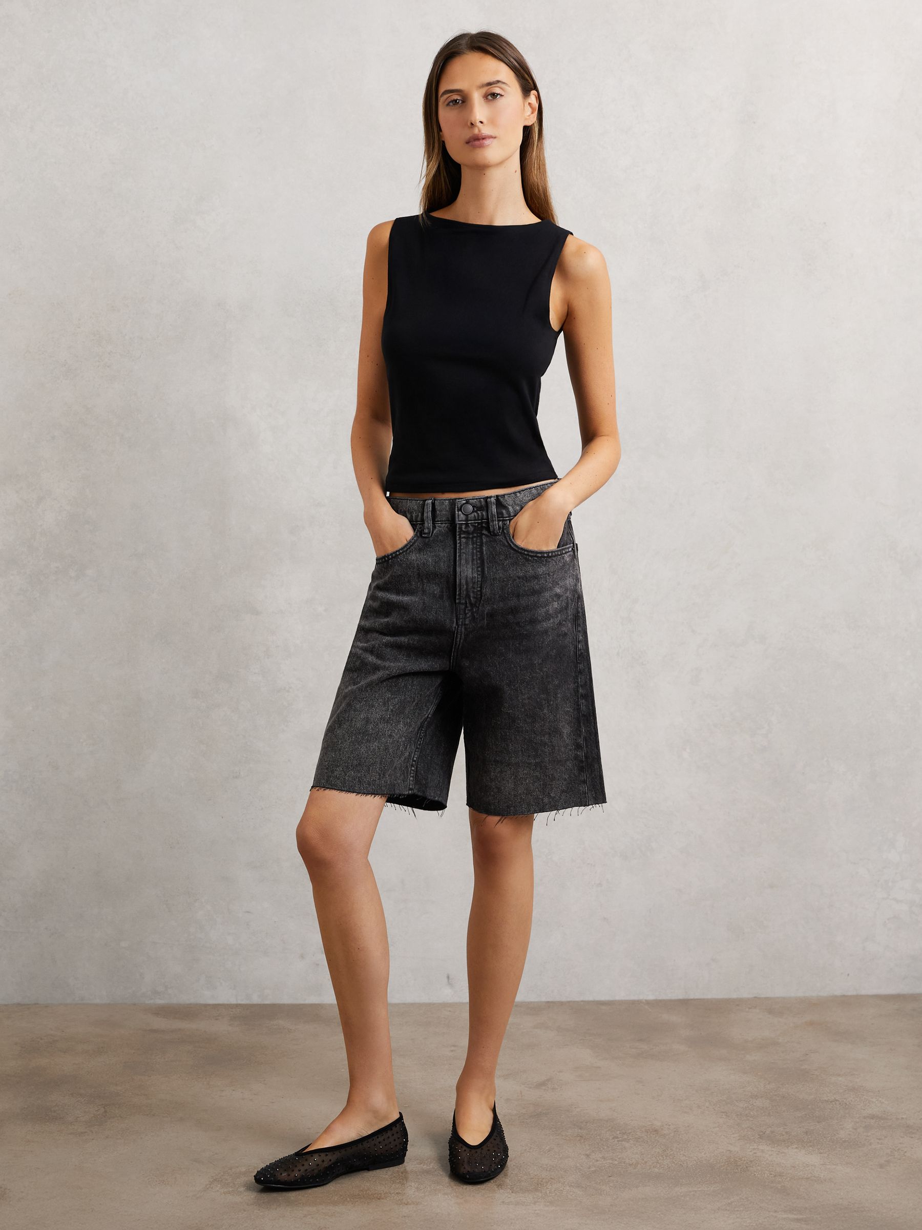 Good American Denim Bermuda Shorts in Black