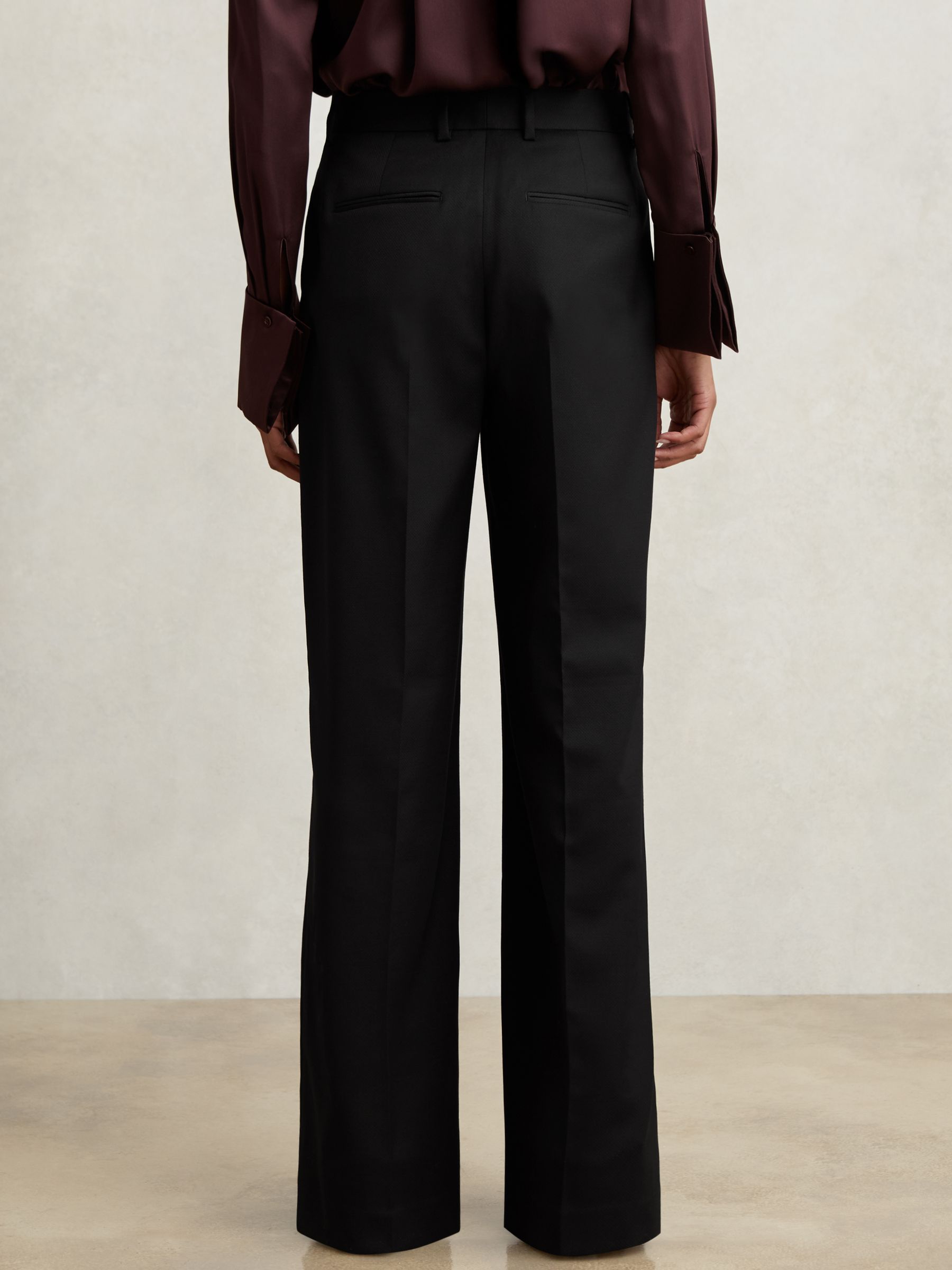 Petite Wool-Blend Wide-Leg Suit Trousers in Black