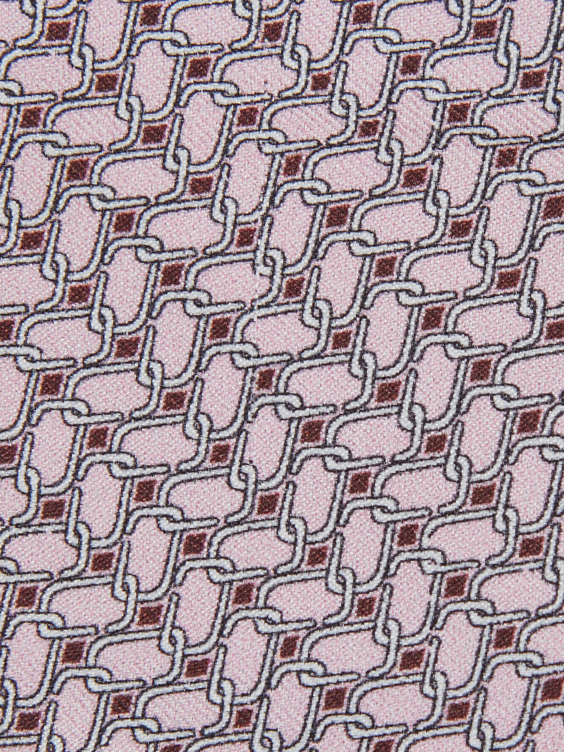 Silk Geometric-Chain Print Tie in Soft Pink