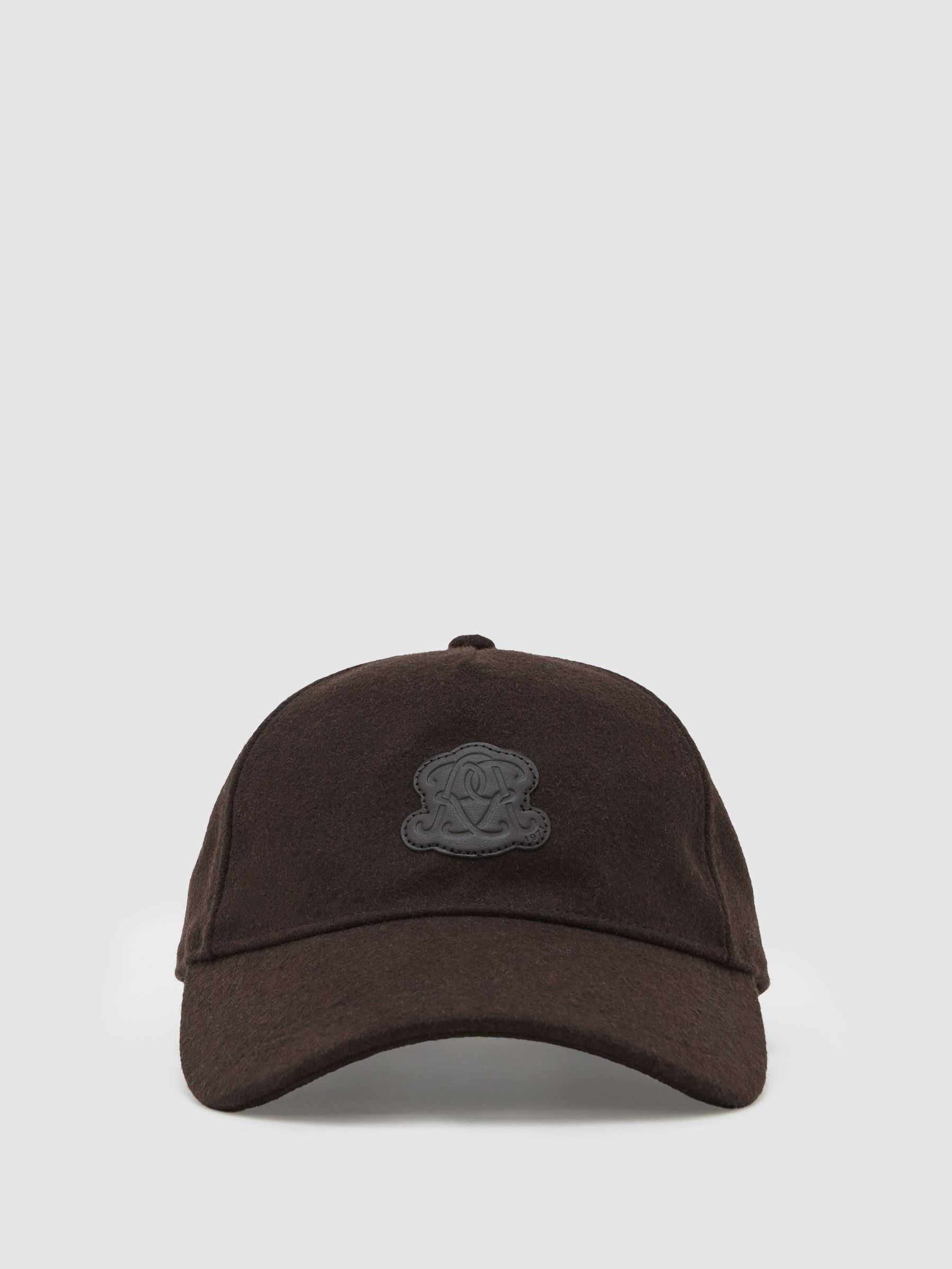 Monogram Appliqué Wool-Blend Cap in Dark Brown