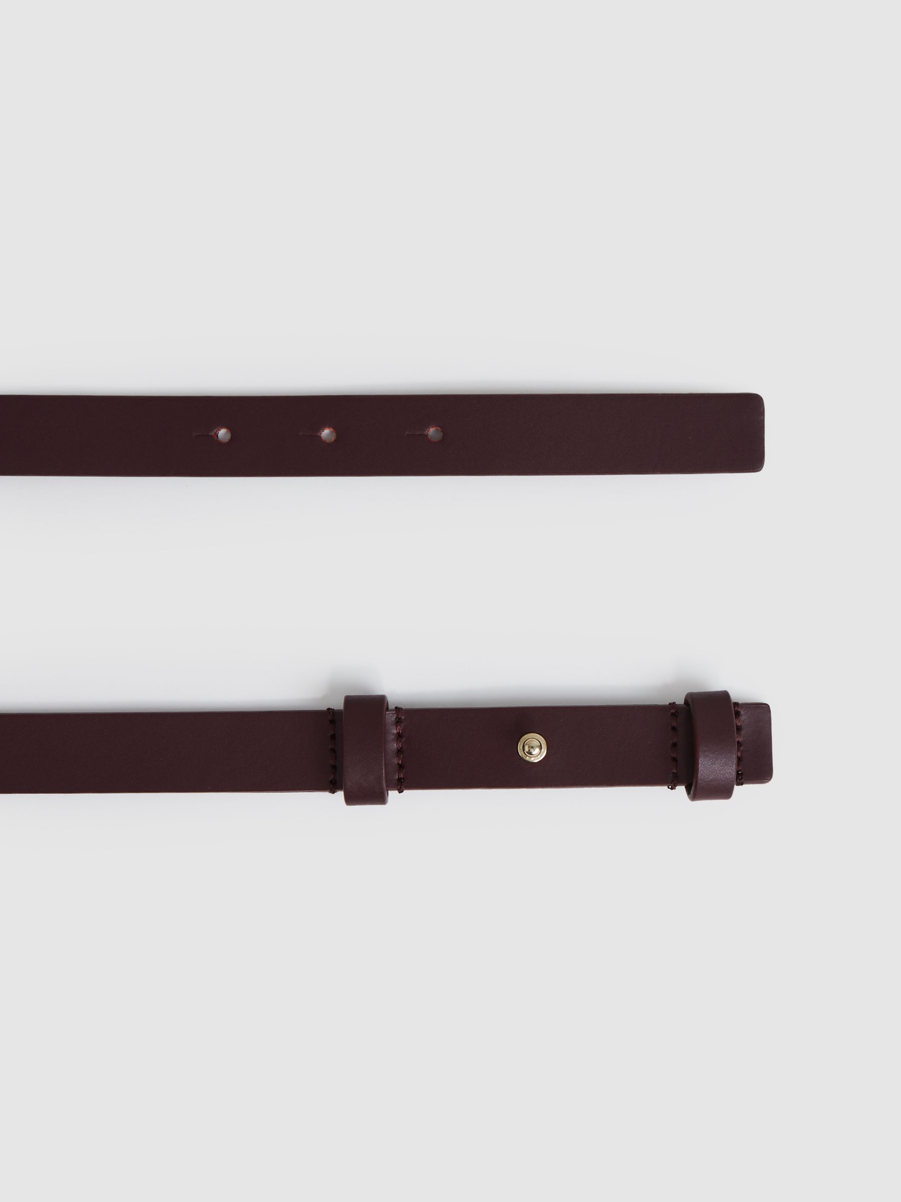Leather Square Hinge Belt in Burgundy