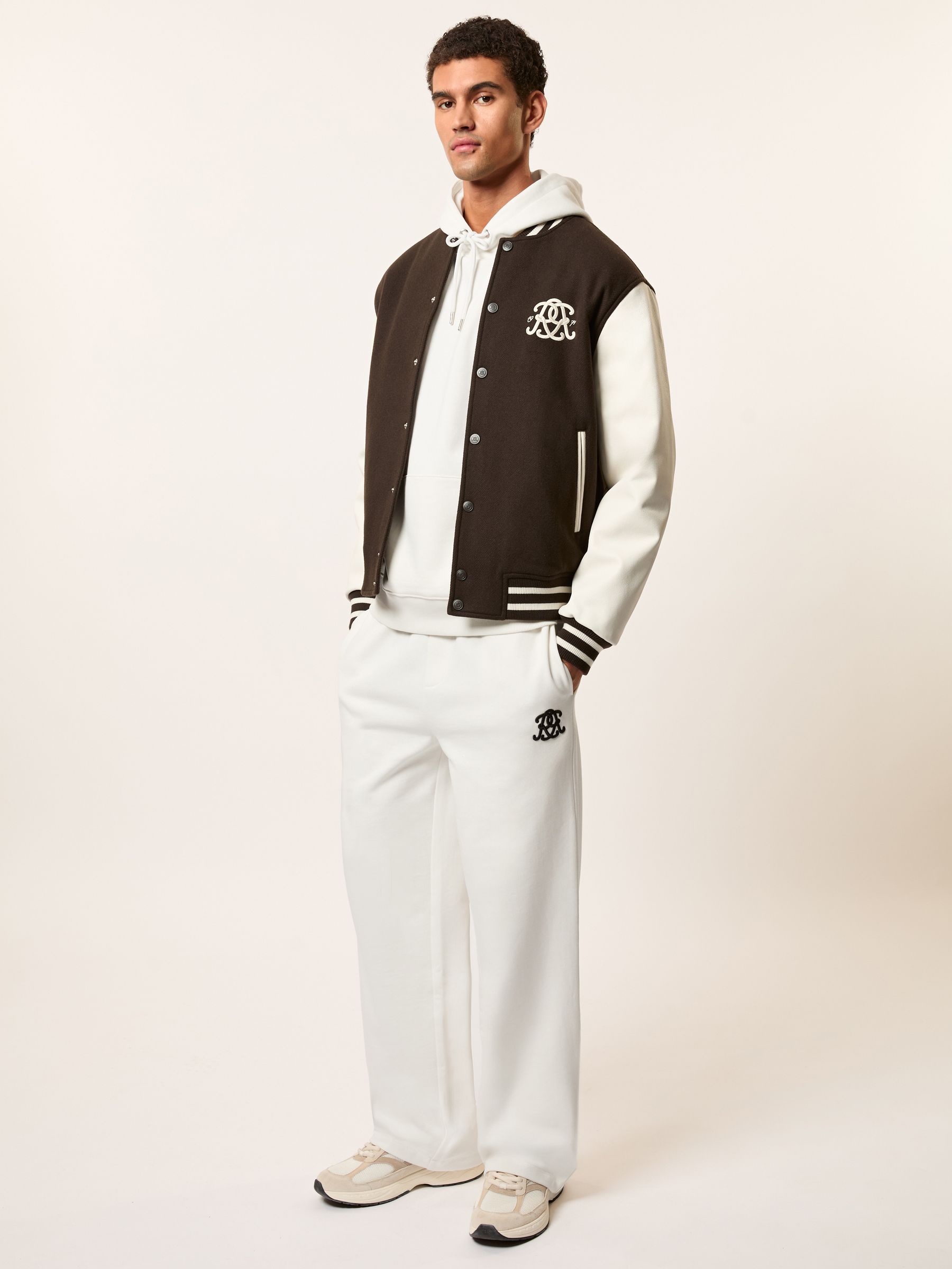 Monogram Cotton Oversized Hoodie in Off White